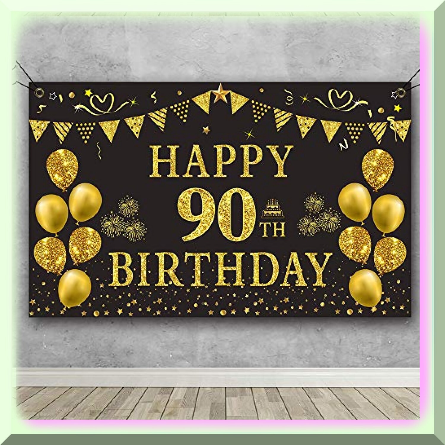 Gold and Black 90th Birthday Backdrop