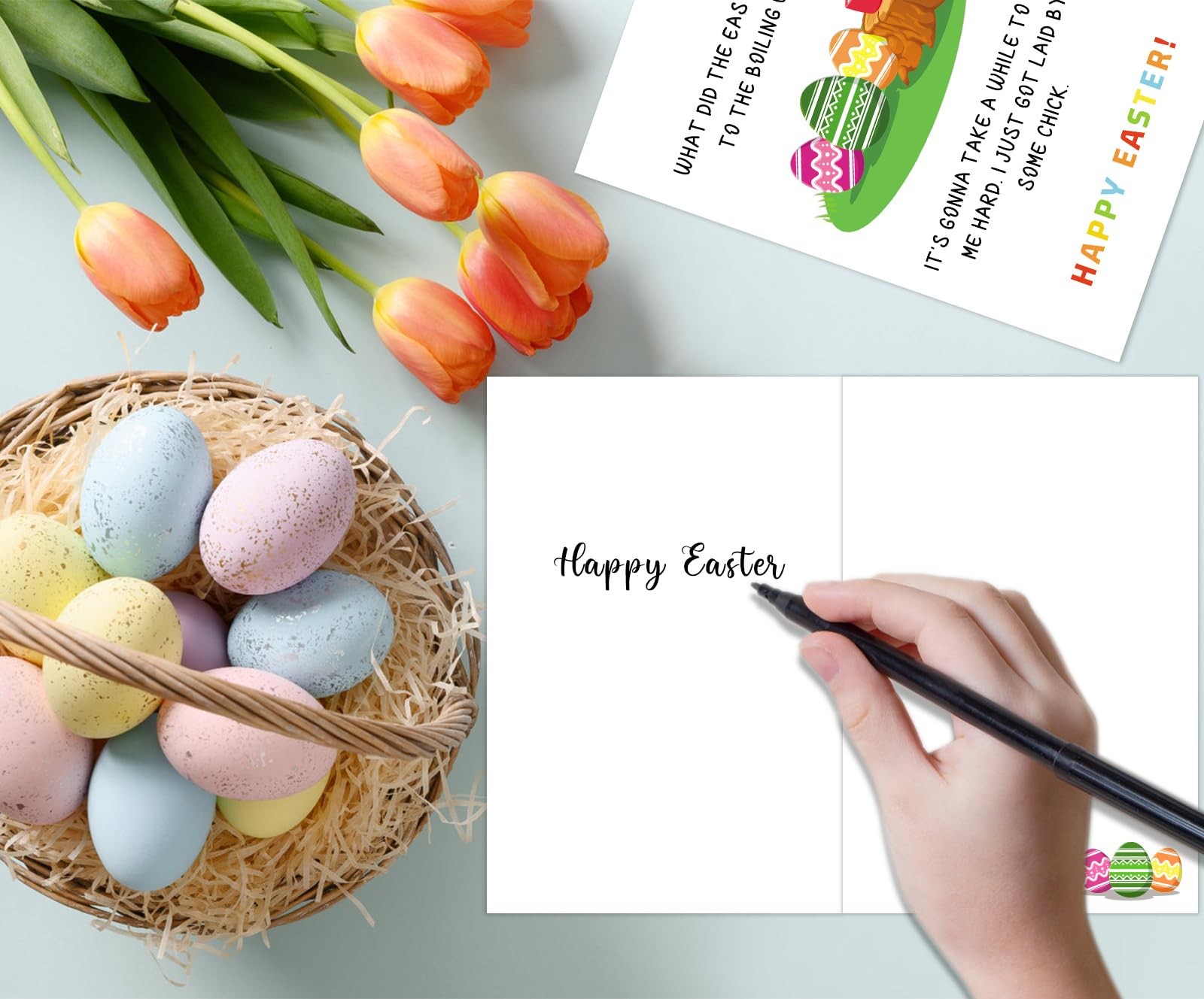 JUESMOS Happy Easter Card for Him Her Funny 3.9 x 5.9 inches, multicolor