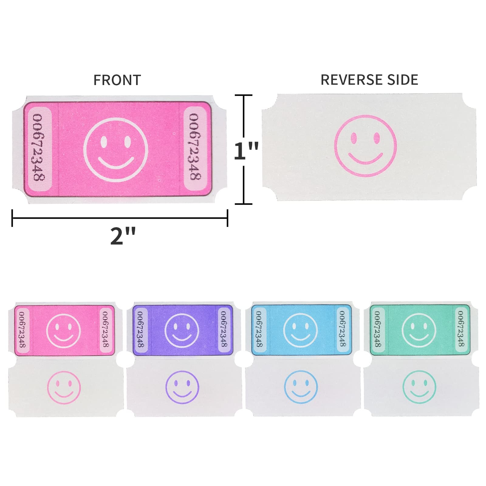 4000-Pack Raffle Tickets Single Rolls– 4 Vibrant Colors (Blue/Purple/Pink/Gre…