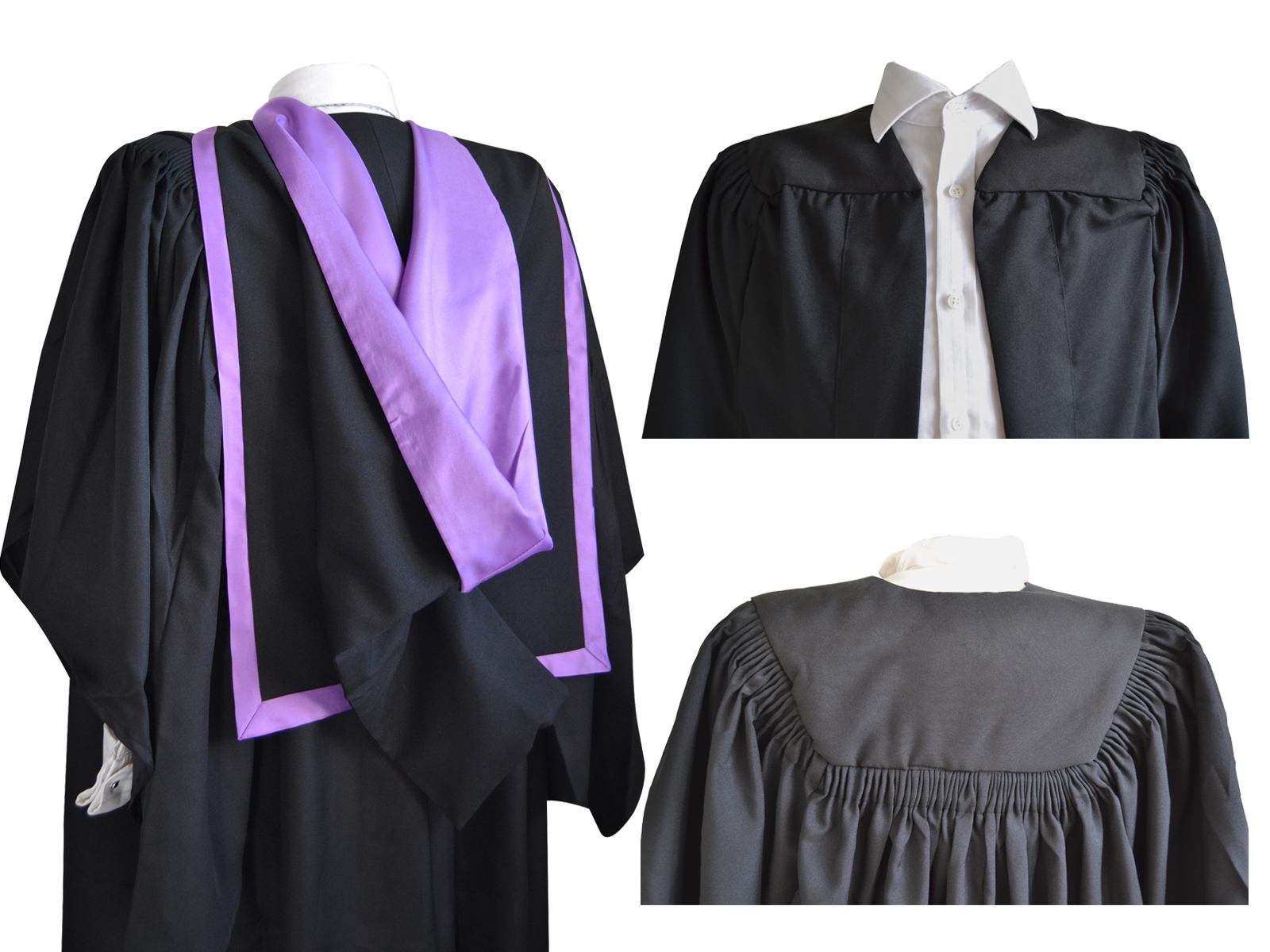 Graduation Gown And Full Hood Set University Bachelor Academic Fluted Robe