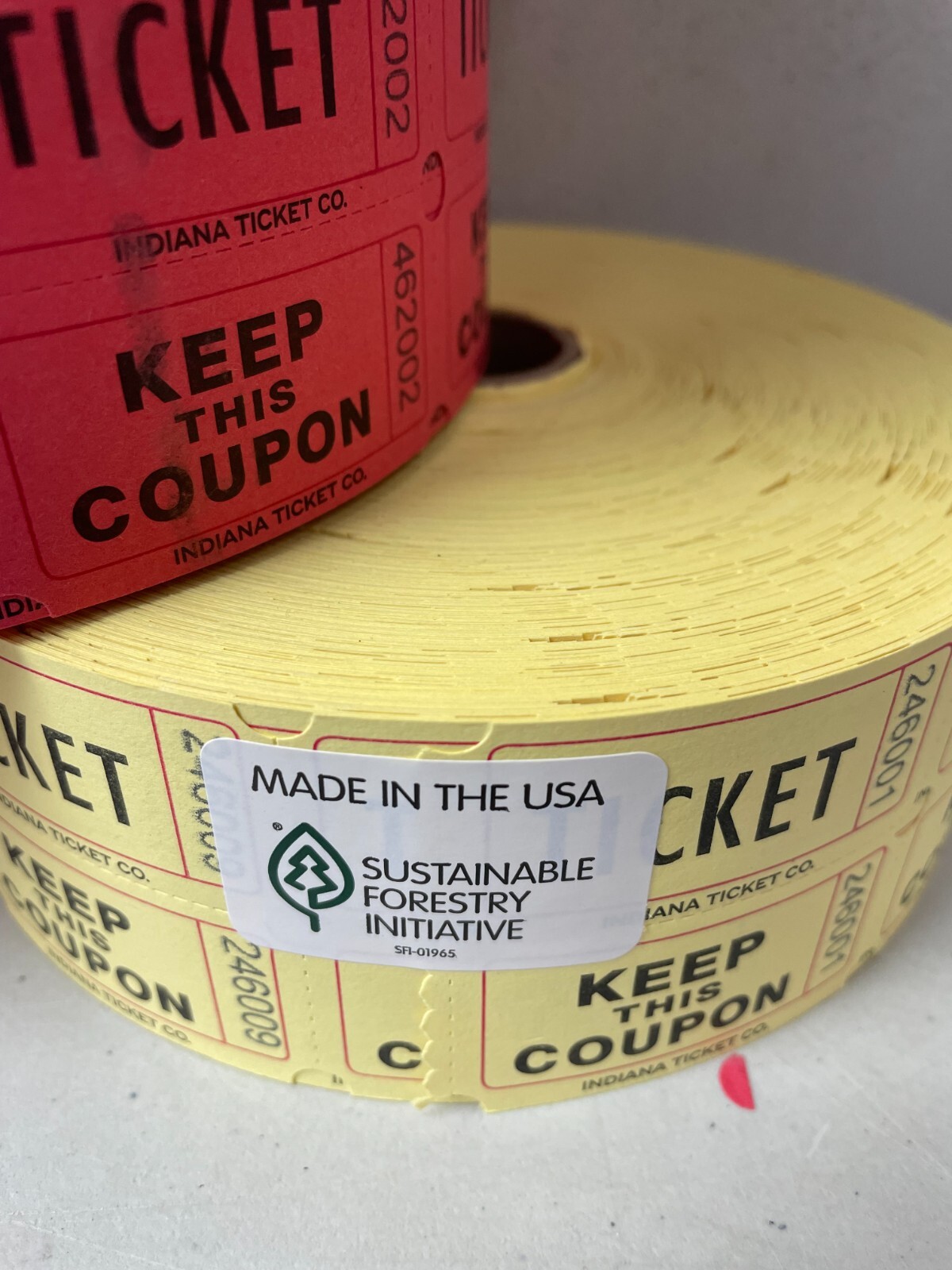 Double Stub Raffle Tickets 4 Rolls of 2000 Indiana Ticket Company Choose Colors