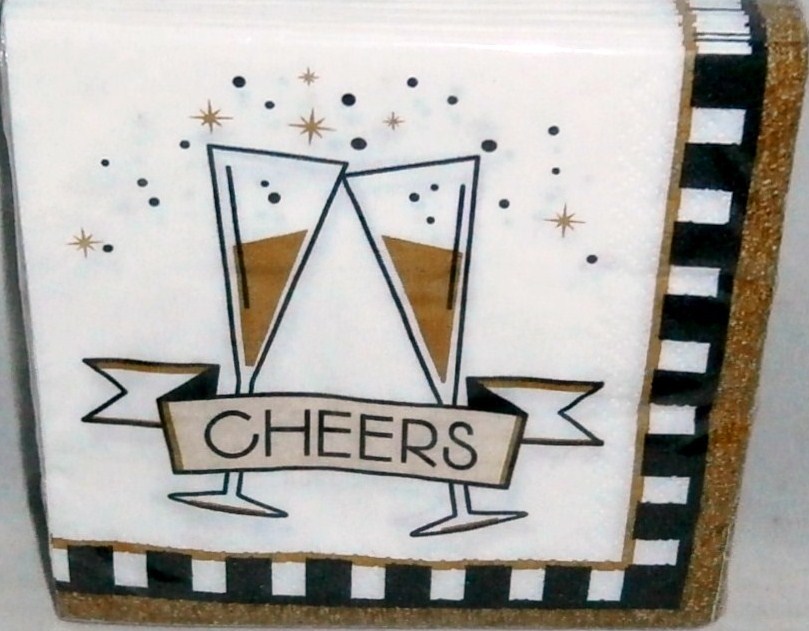 New Years Eve Beverage Napkins 16 Ct 2-Ply MIDNIGHT CELEBRATION 9 4/5″ X 9 3/4″