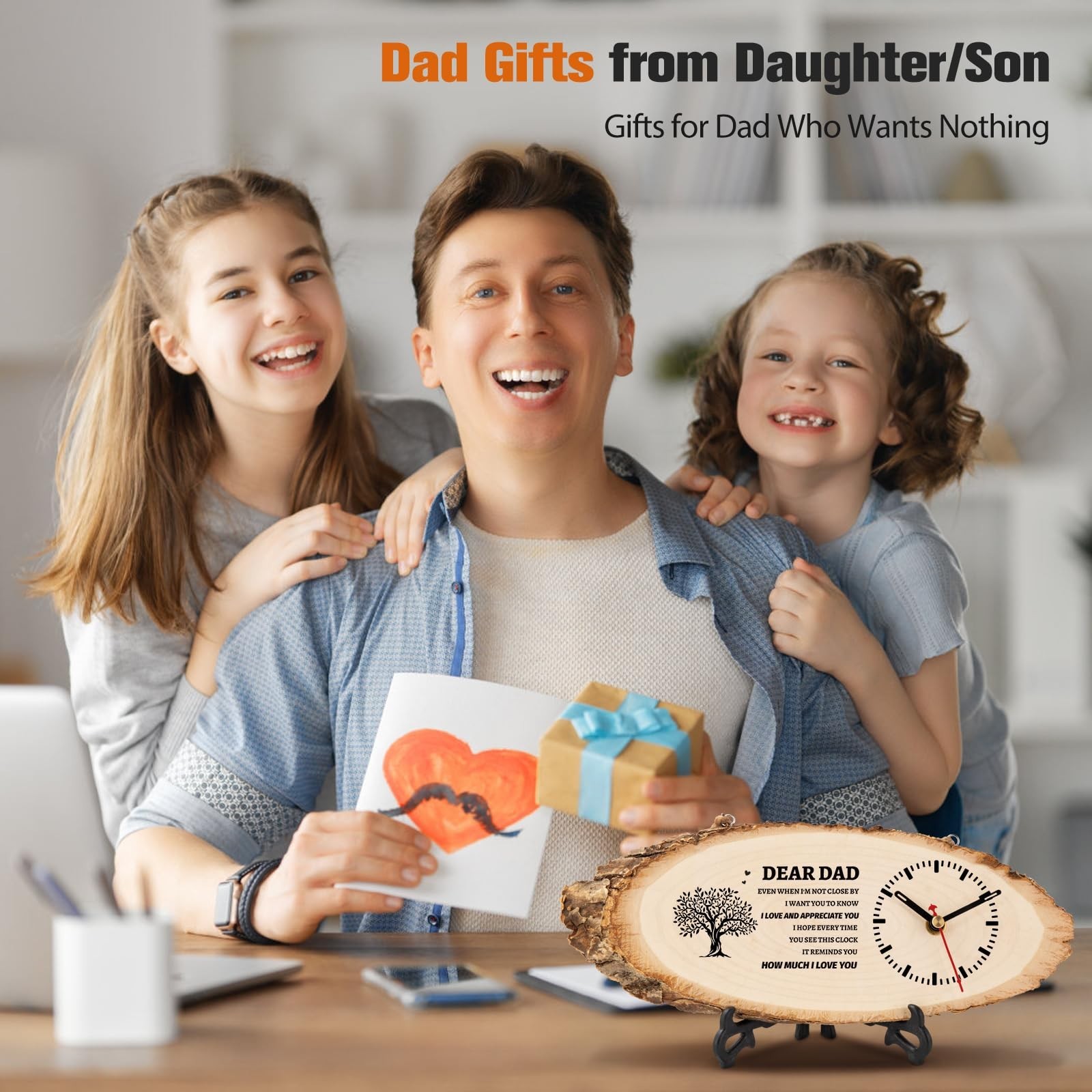 BeauGift Dad Gifts, Wooden Clock Gifts for Dad from Daughter Son Kids, Daddy …