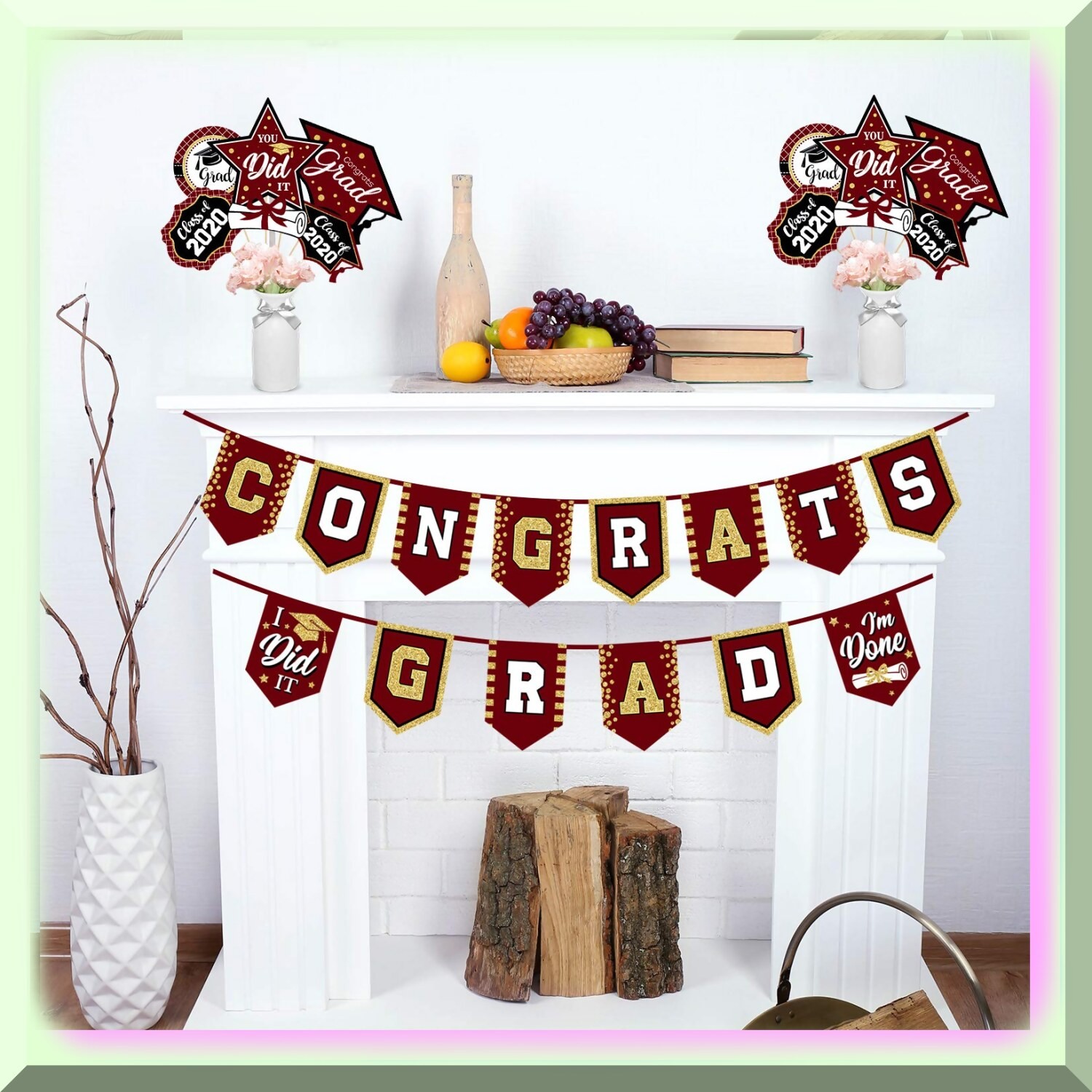Maroon and Gold Graduation Banner with Adjustable Rope