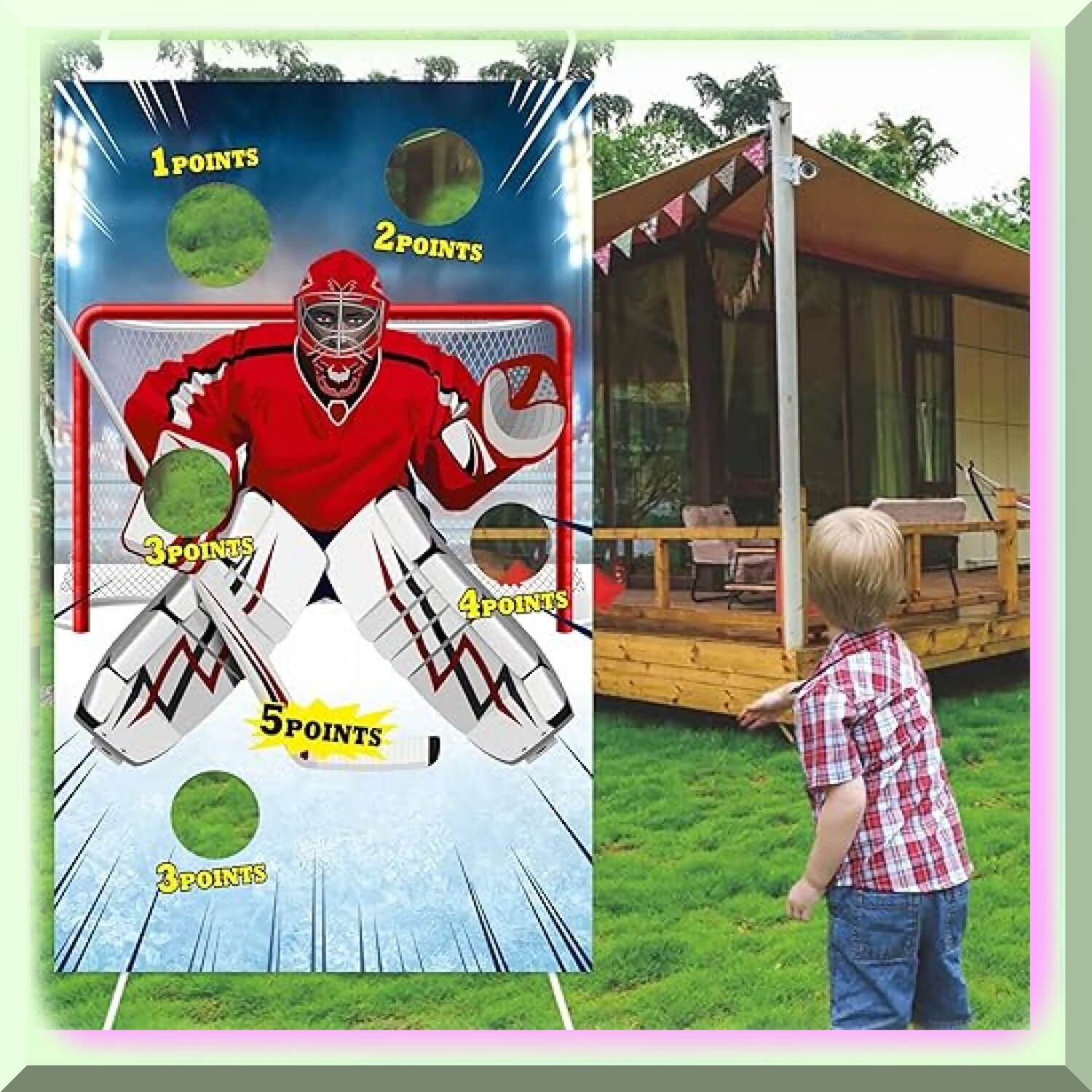 Ice Hockey Toss Game Decorations Banner
