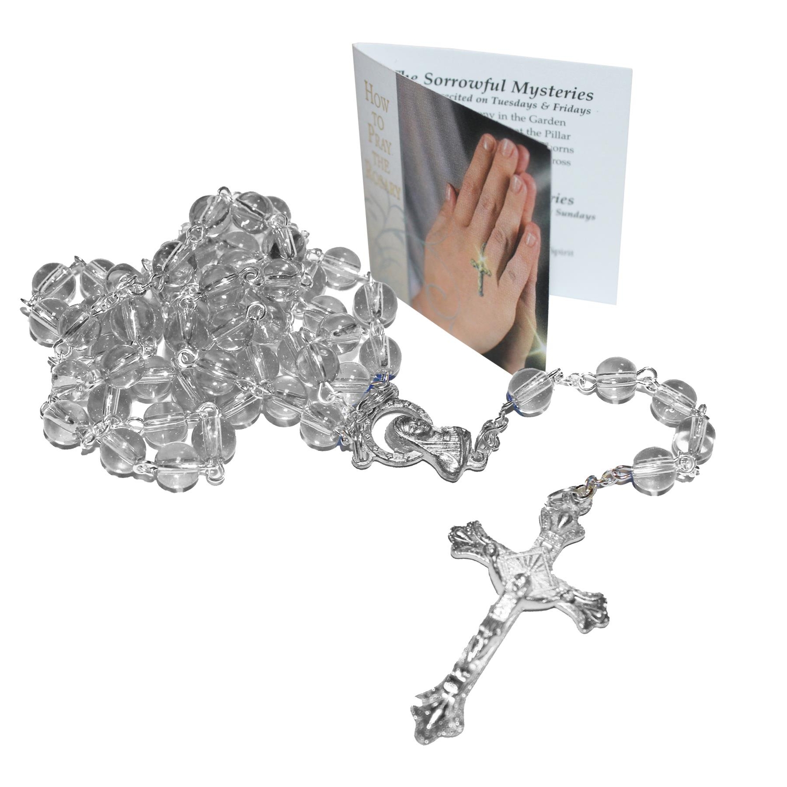 Communion Clear Rosary Beads and Card Boxed Gift Set
