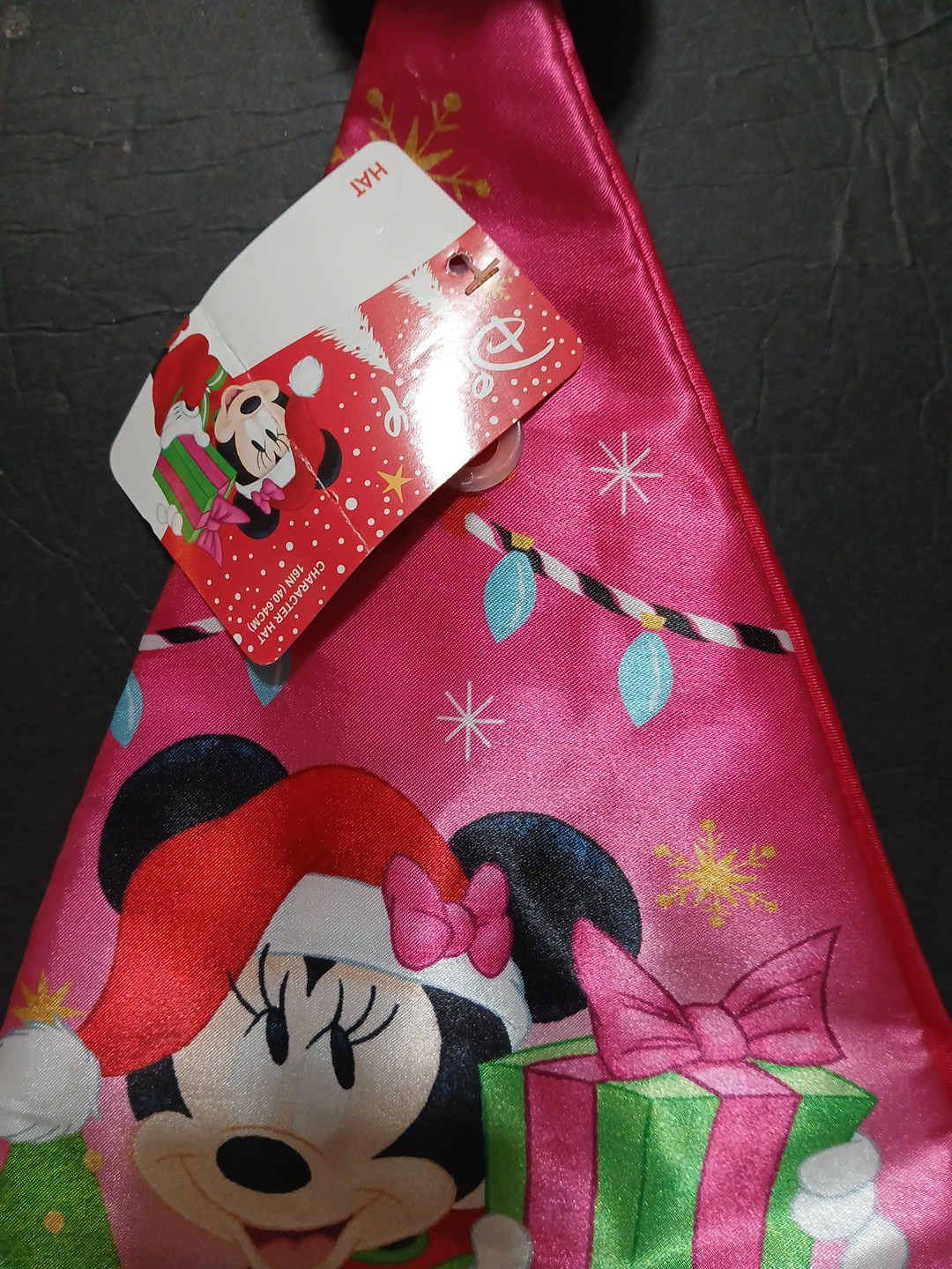 Minnie Mouse Christmas Santa Hat (16 in tall, PINK ) Satin feel,