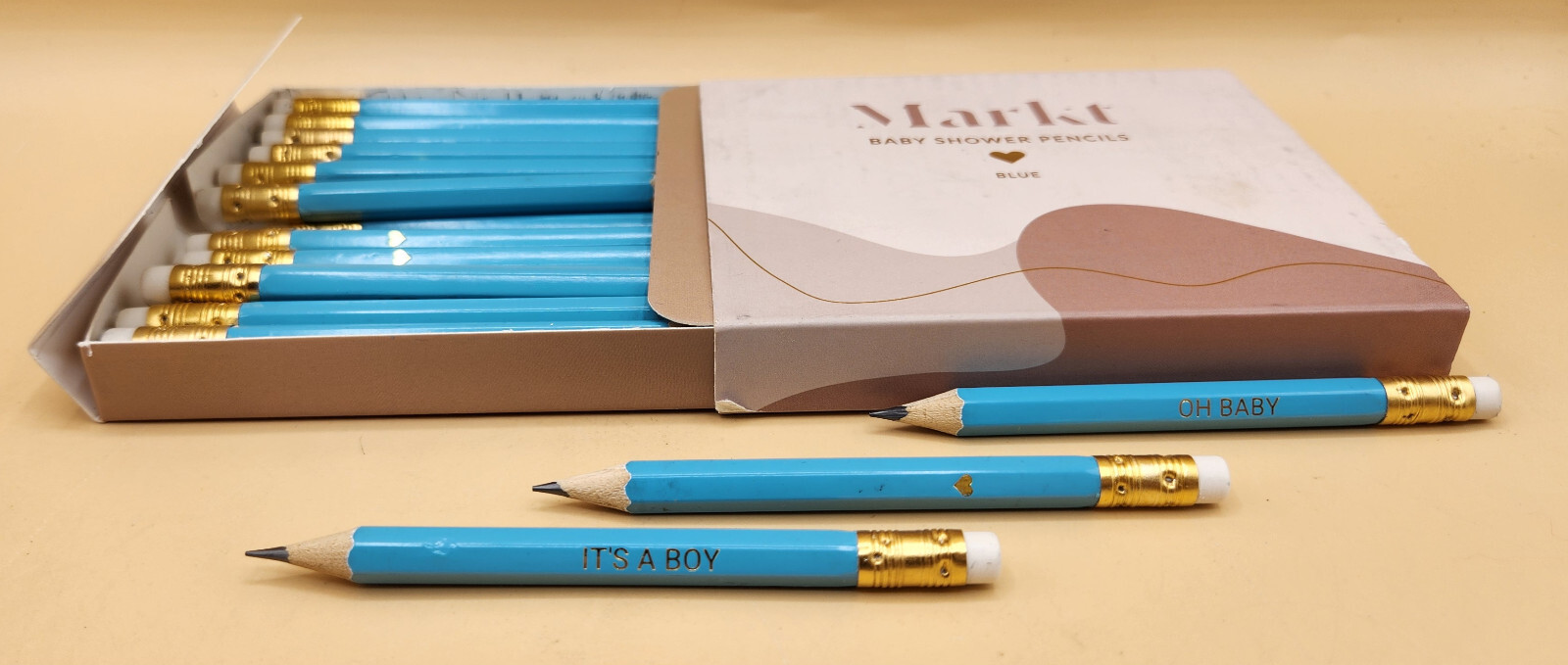 (1 BOX OF 28) BLUE-BOY Baby Shower 4″ Pencils, NEW IN BOX