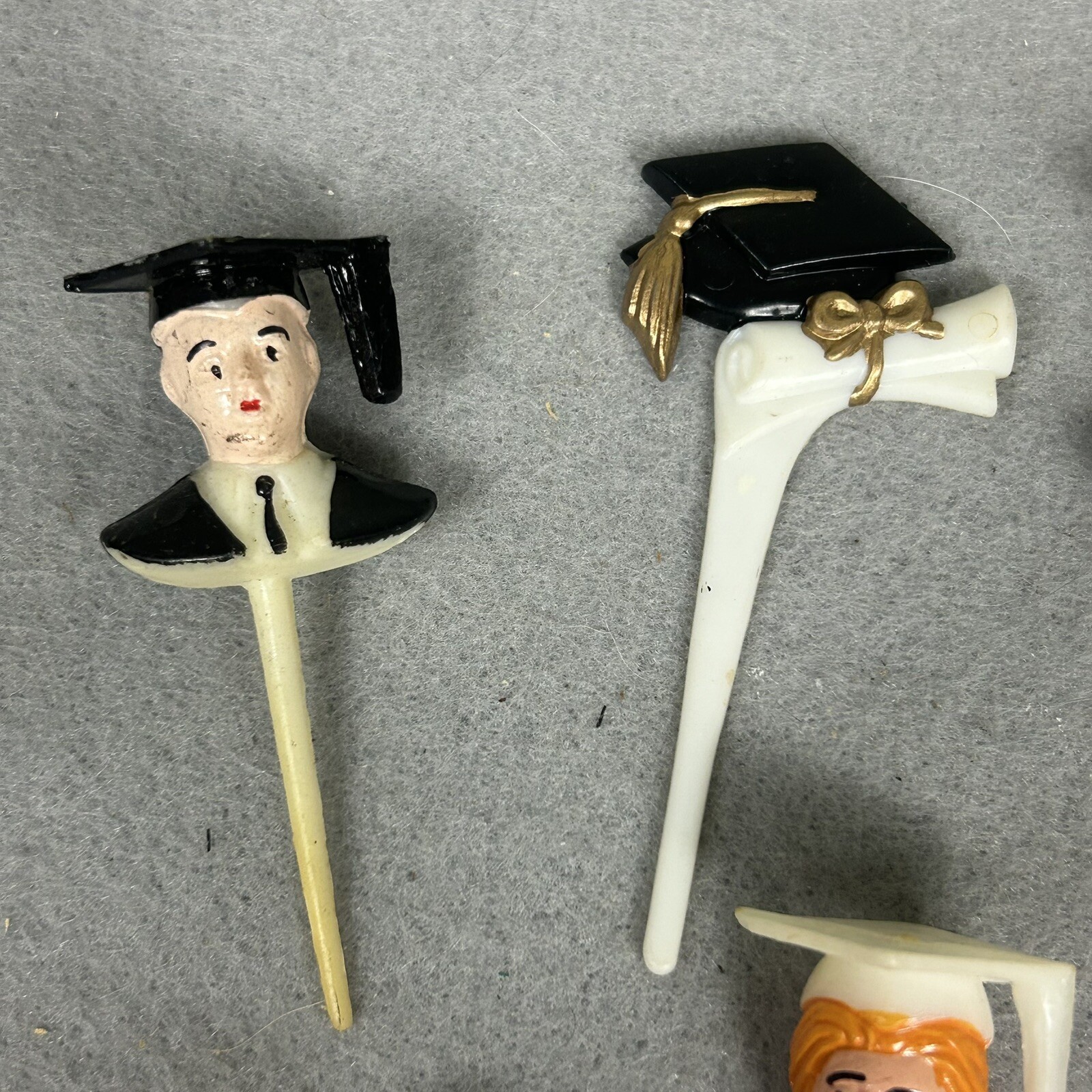 Lot of 7 Vintage Graduation Cupcake Picks Cake Toppers Boy Girl