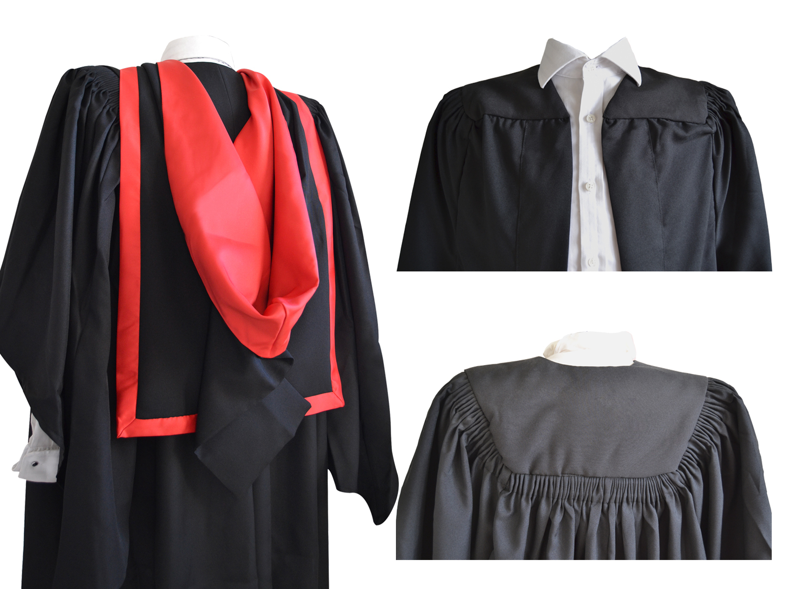 Graduation Gown And Full Hood Set University Bachelor Academic Fluted Robe