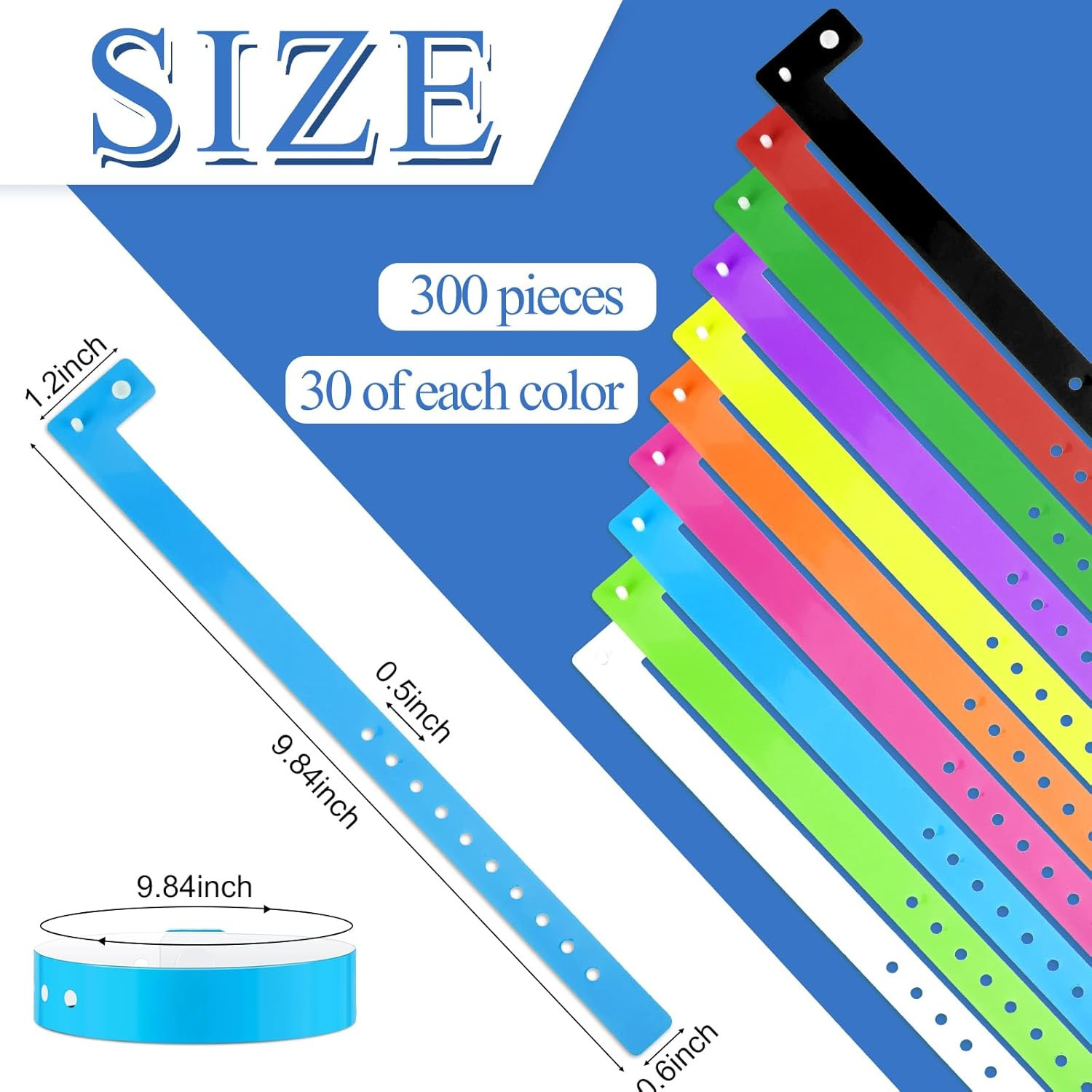 300 Multicolor Plastic Wristbands for Events Concerts and Carnivals