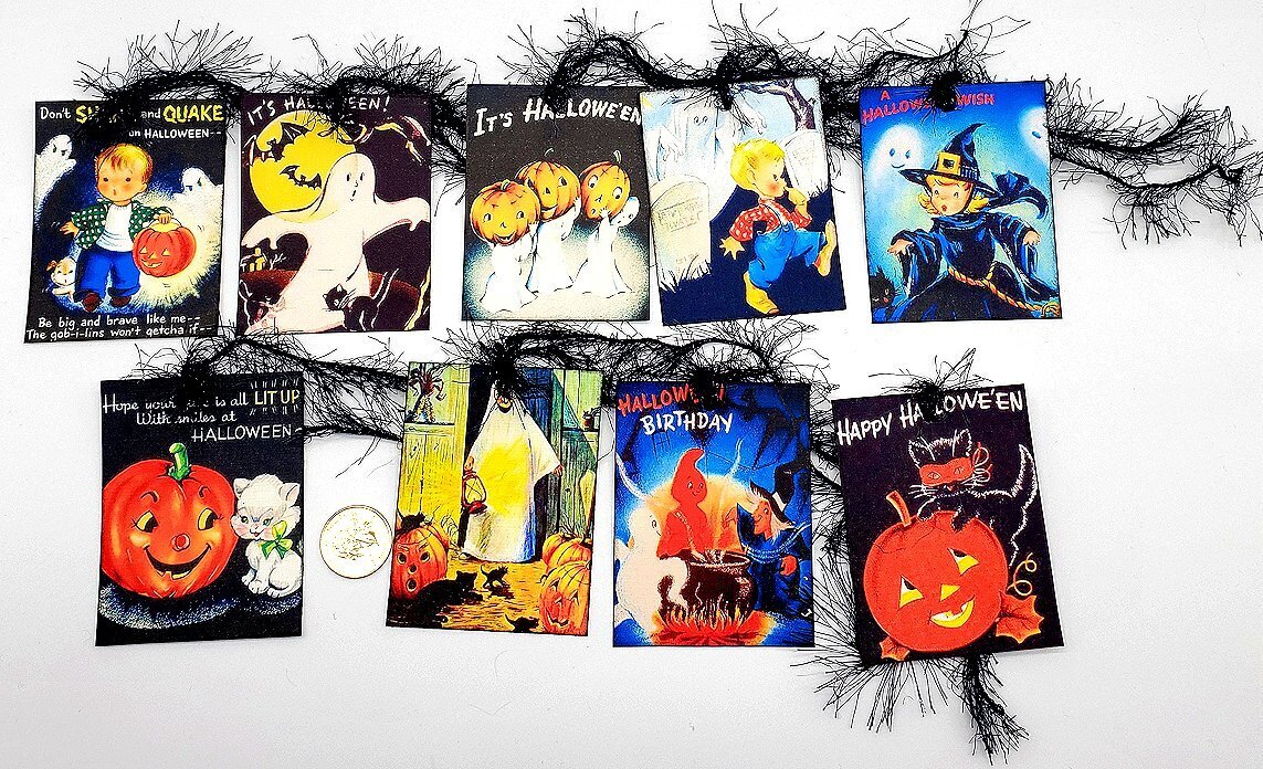 9-Halloween-Retro-Handmade-Junk Journals-Parties-Linen Cardstock-Gift-Hang-Tags