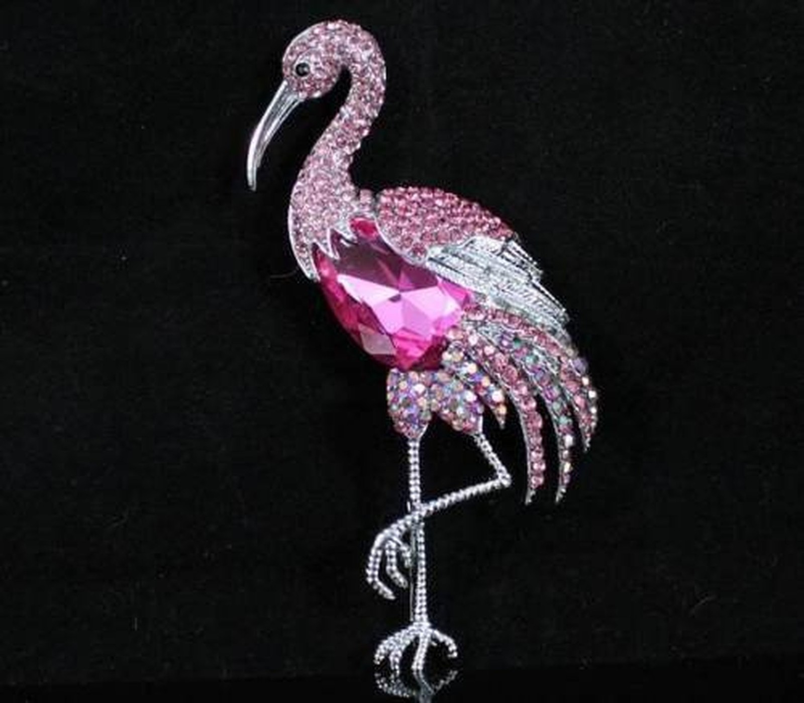 4-INCH Flamingo HOT Pink Austrian Rhinestone Crystal Brooch PIN Animals Gift …