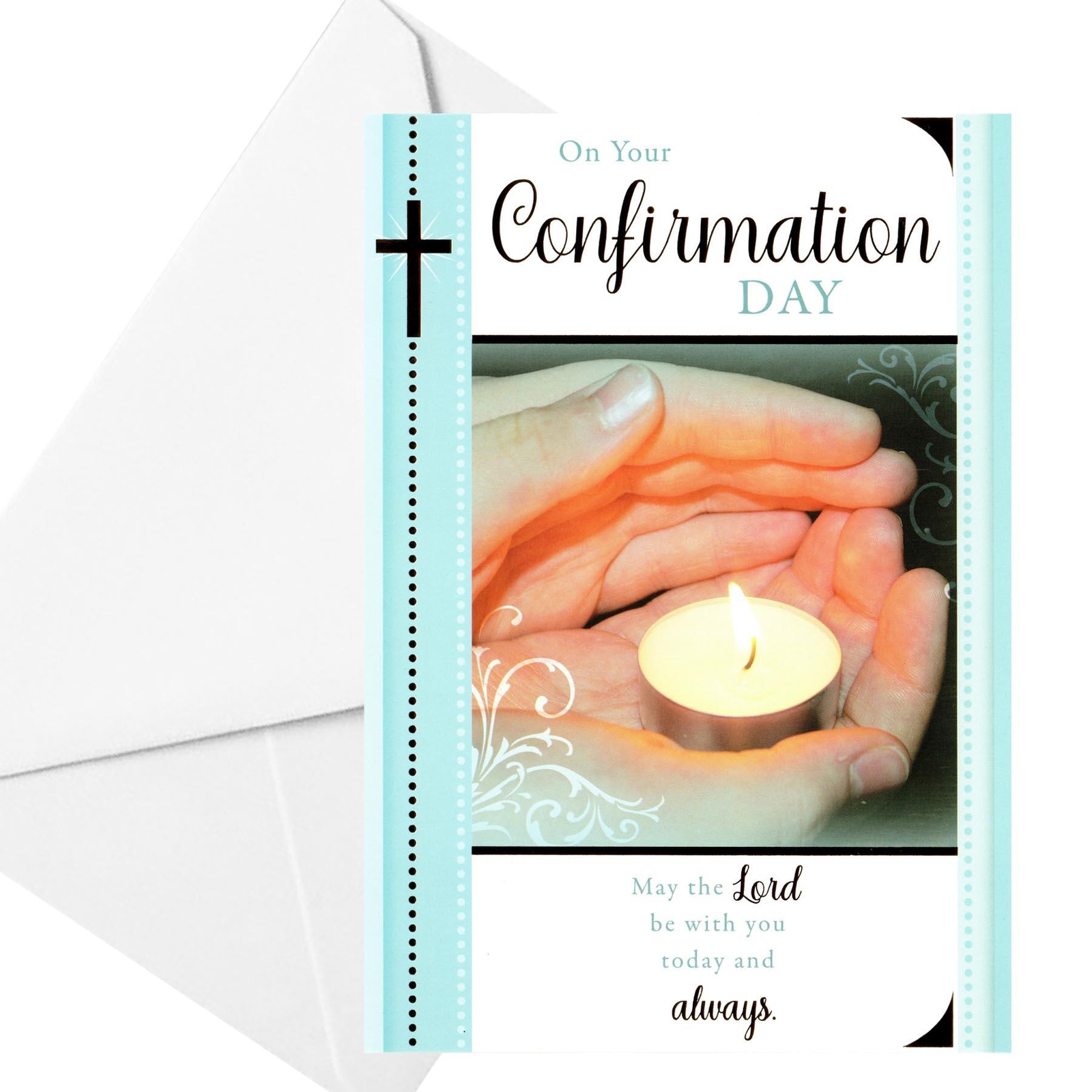 Confirmation Card with Foil Detail and White Envelope – Blue A