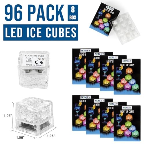 Light Up Ice Cubes, 96 PCS Multi Color Led Ice Cubes for Drinks with 96 PACK