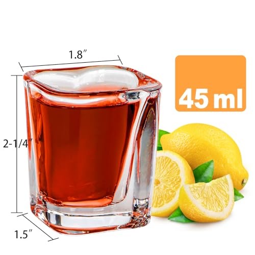 20 Pack 1.5 oz Shot Glasses Set, Cute Square Heart Shaped Shot Glasses Set,