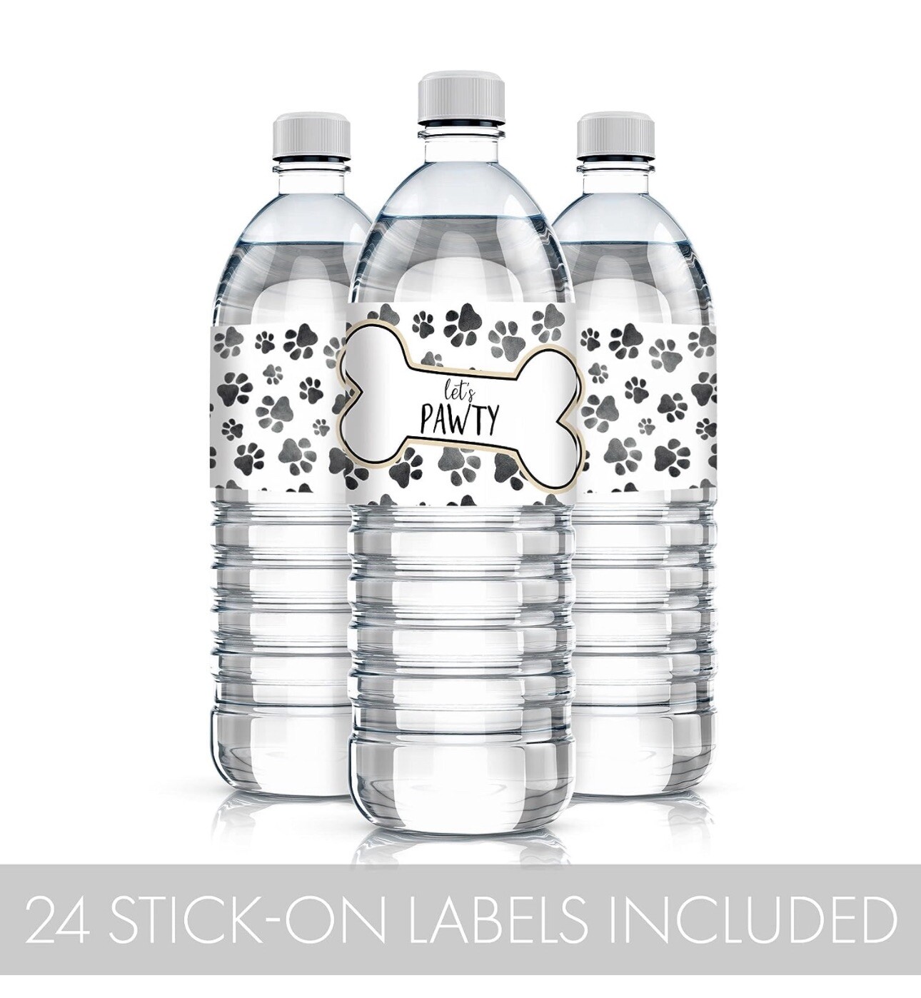Puppy Dog Birthday Party Water Bottle Labels, 24 Stickers