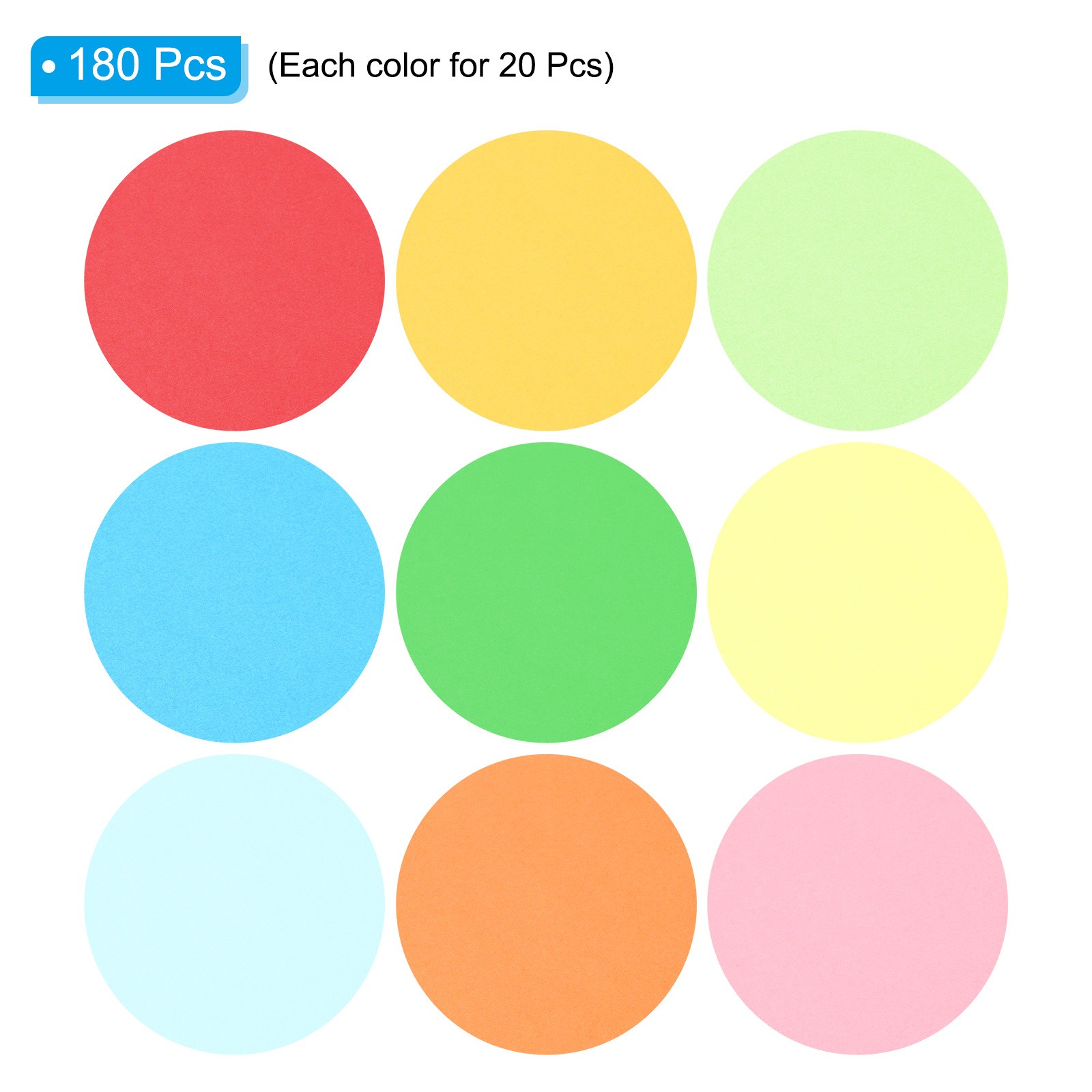 6″Cutouts Paper, 180Pcs Circles Assorted Color Paper, Multicolor