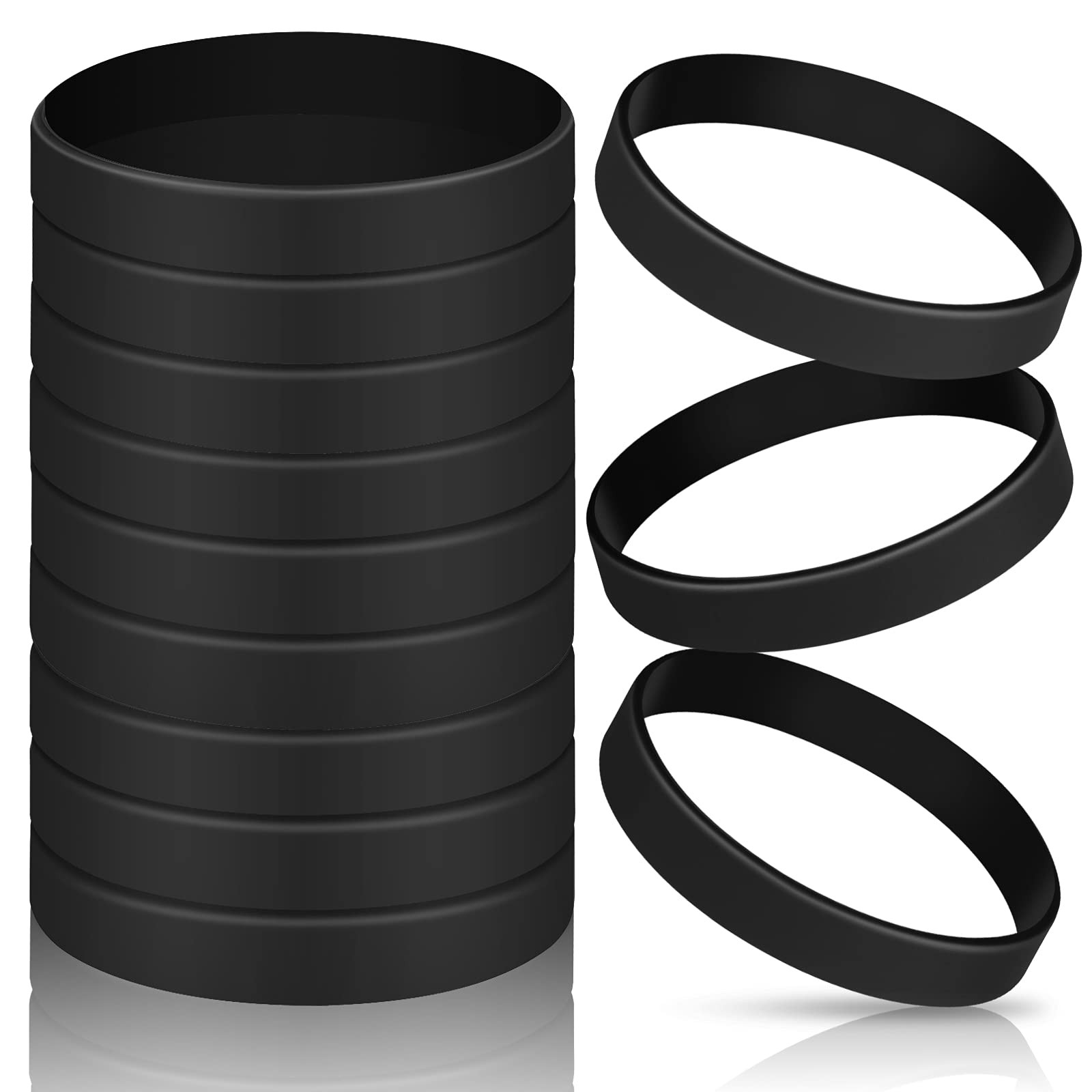 12 Pieces Rubber Bracelets Solid Color Silicone Wristbands Multi-Pack Blank W…