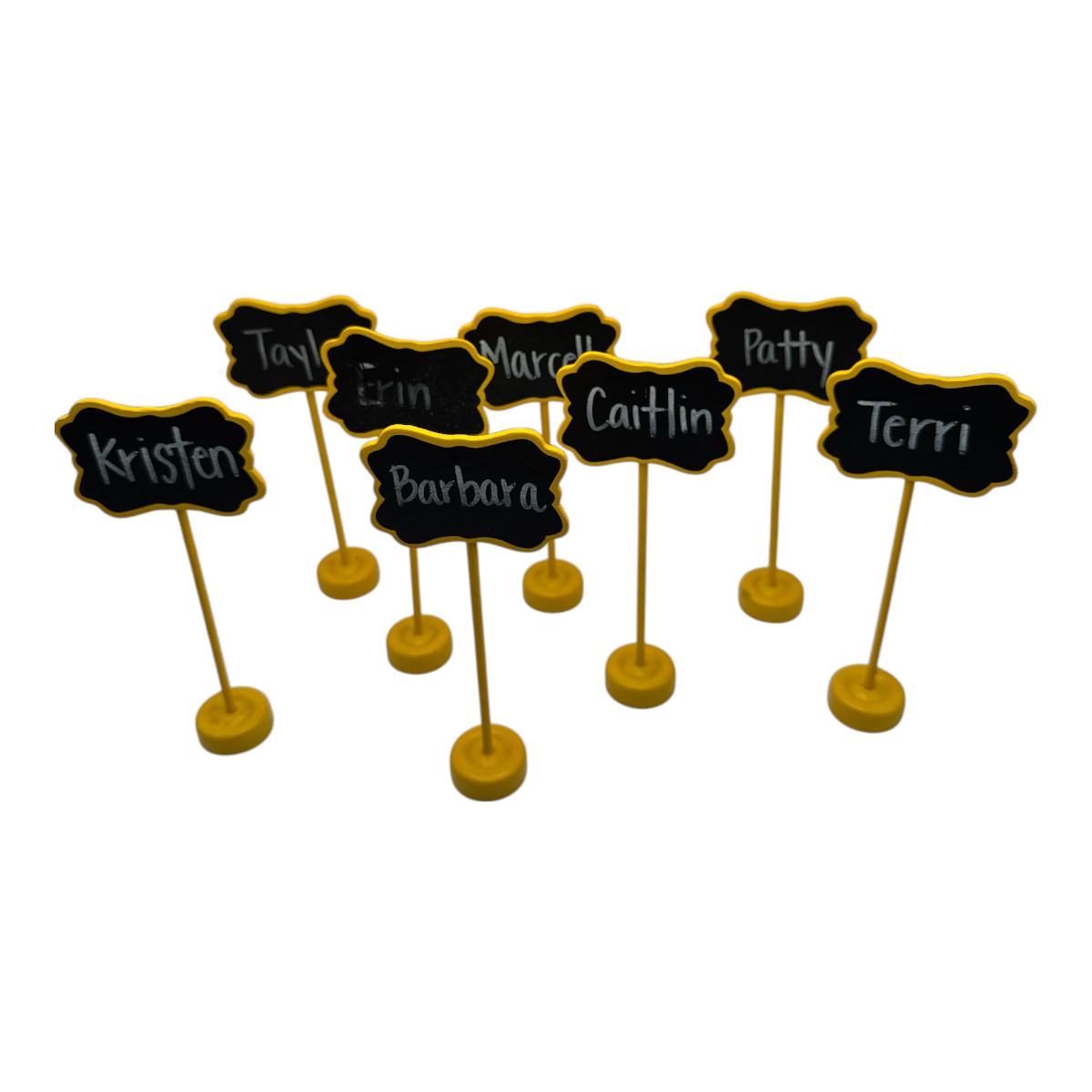 Chalkboard Yellow Name Tags Bridal Baby Shower Party EUC Set of 8