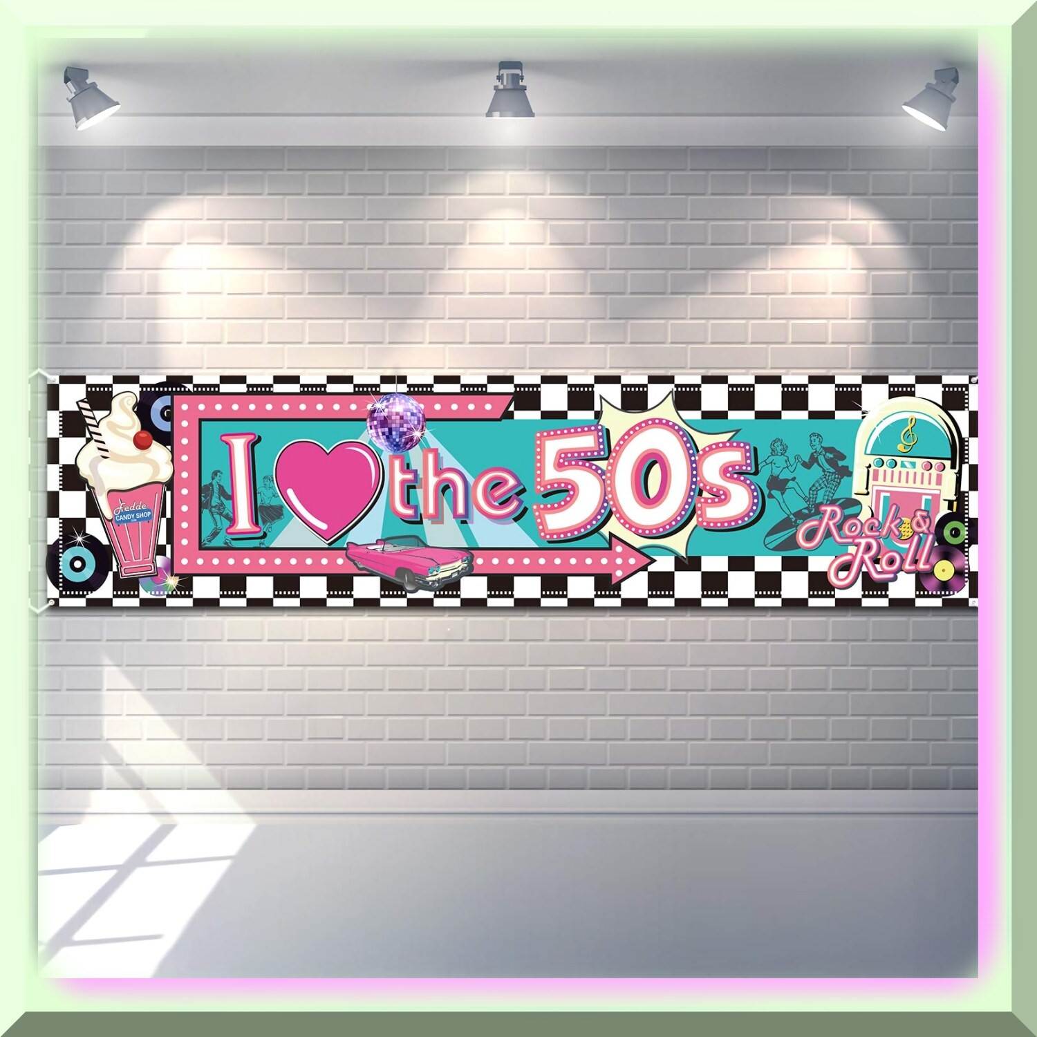 Retro 50s Party Banner Vintage Rock and Roll