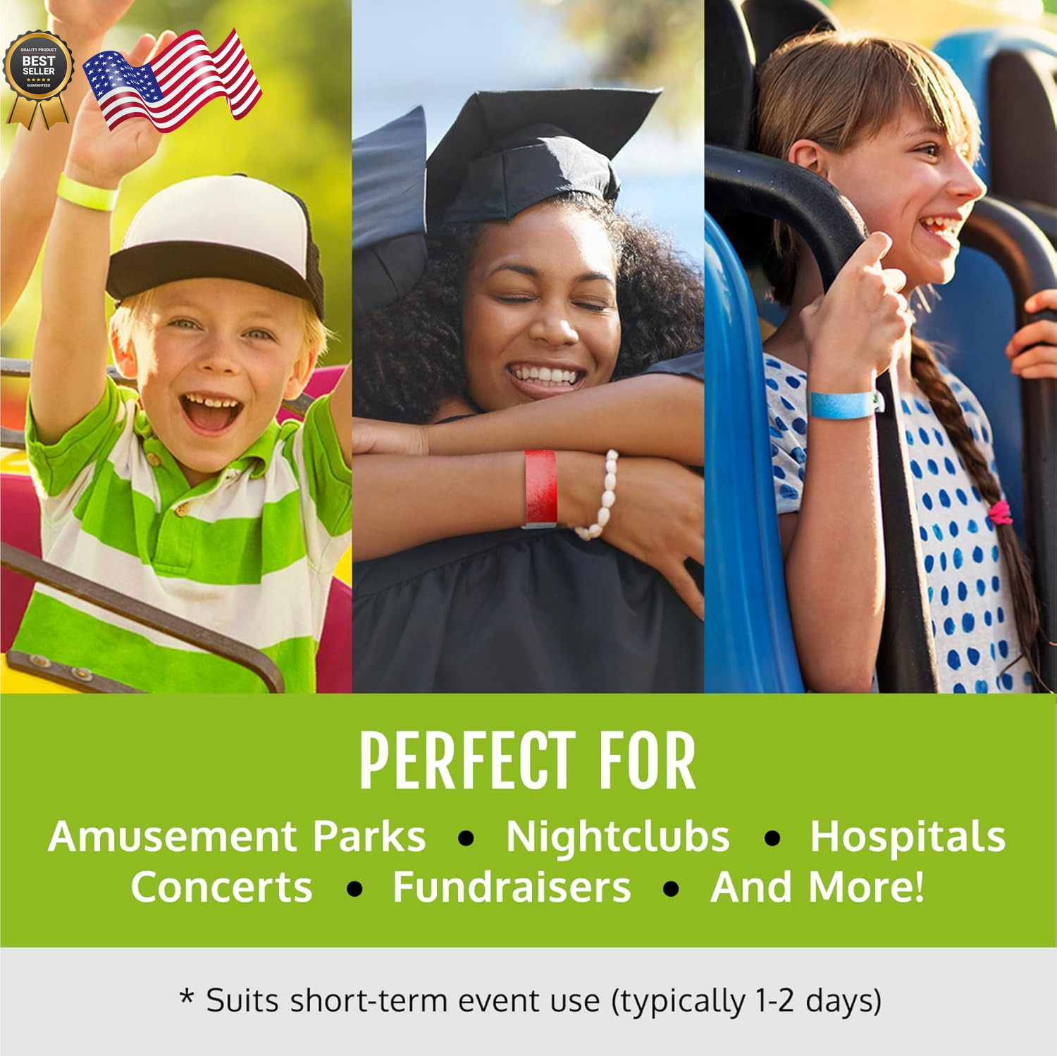 5,000 Tyvek Wristbands for Events 5-Color Variety Pack Tamper-Proof Design
