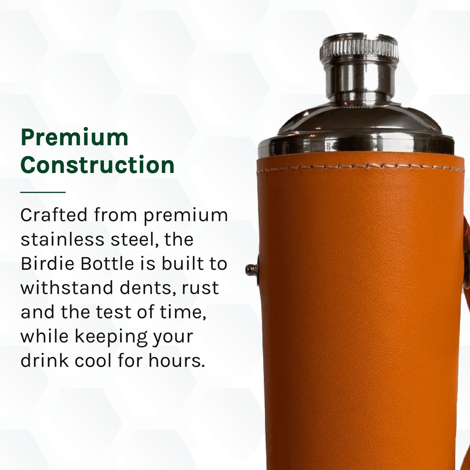 12oz Orange Flask with 4 Shot Glasses in Cap – Stainless Steel with Waterp