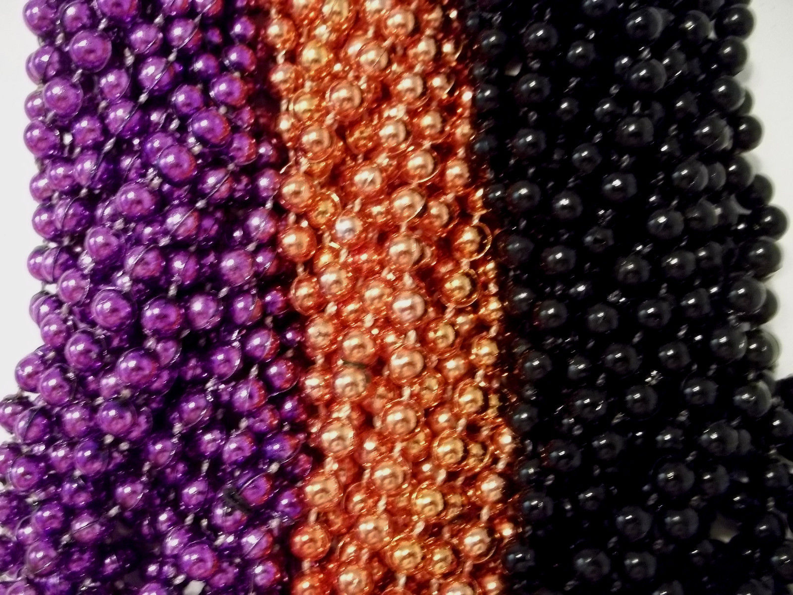 36 Purple Orange Black Halloween Mardi Gras Beads Party Favors Necklaces 3 Dozen