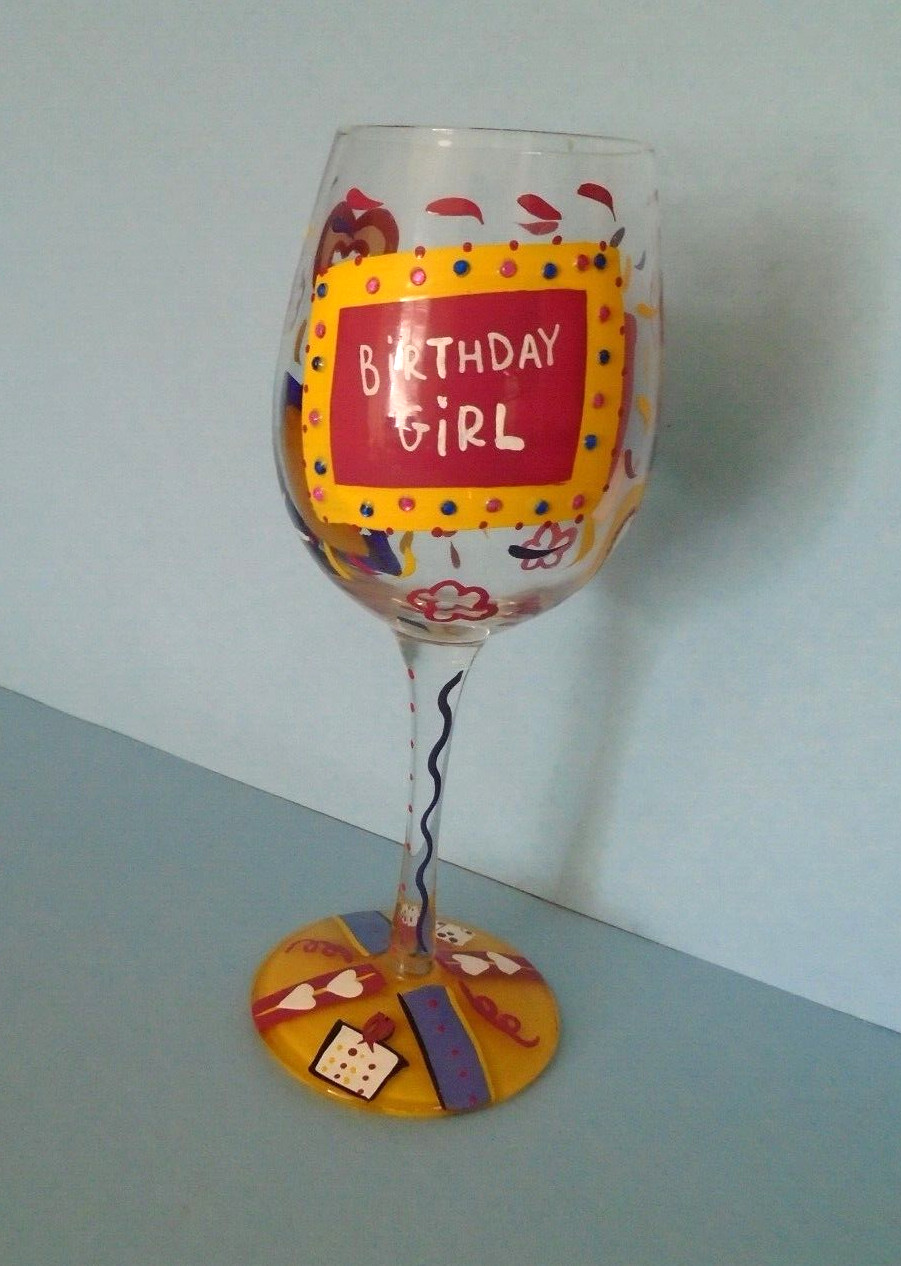 Birthday Girl Wine Glass Birthday Party Gift Lolita Brand Hand-Painted