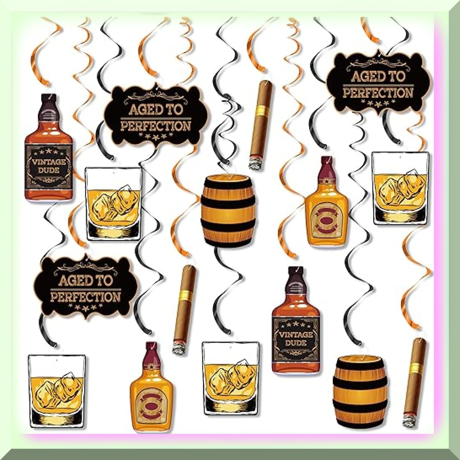 Whiskey Party Decorations Hanging Swirls 20 Pack