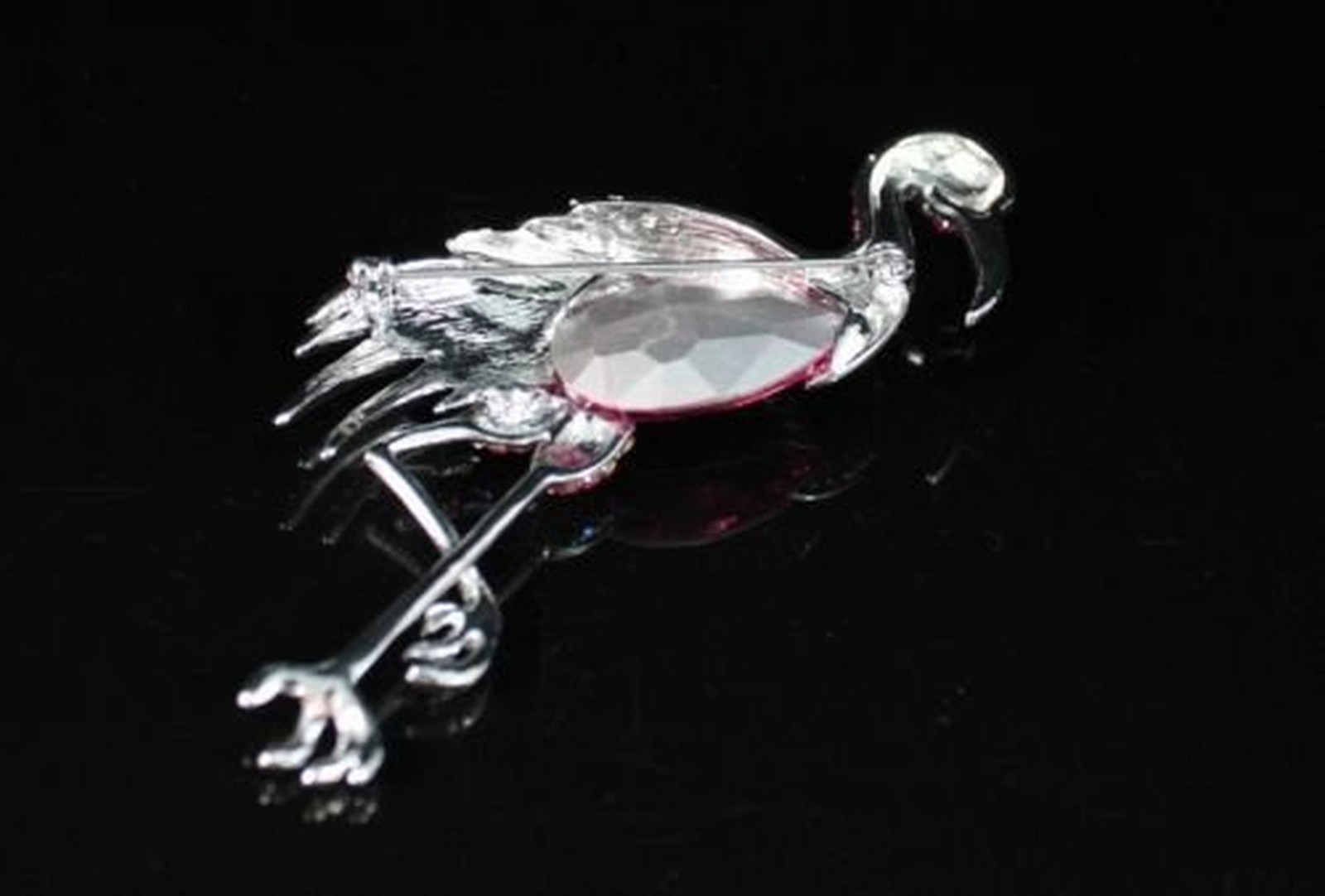 4-INCH Flamingo HOT Pink Austrian Rhinestone Crystal Brooch PIN Animals Gift …