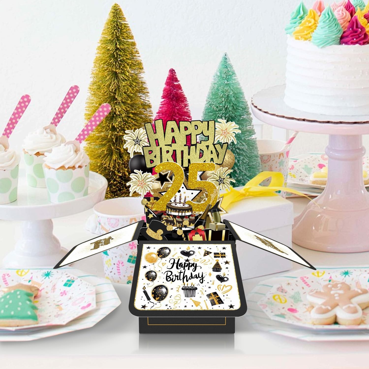 Joycard 25th Birthday Card, Decorations for Her Him, 25th, Gold