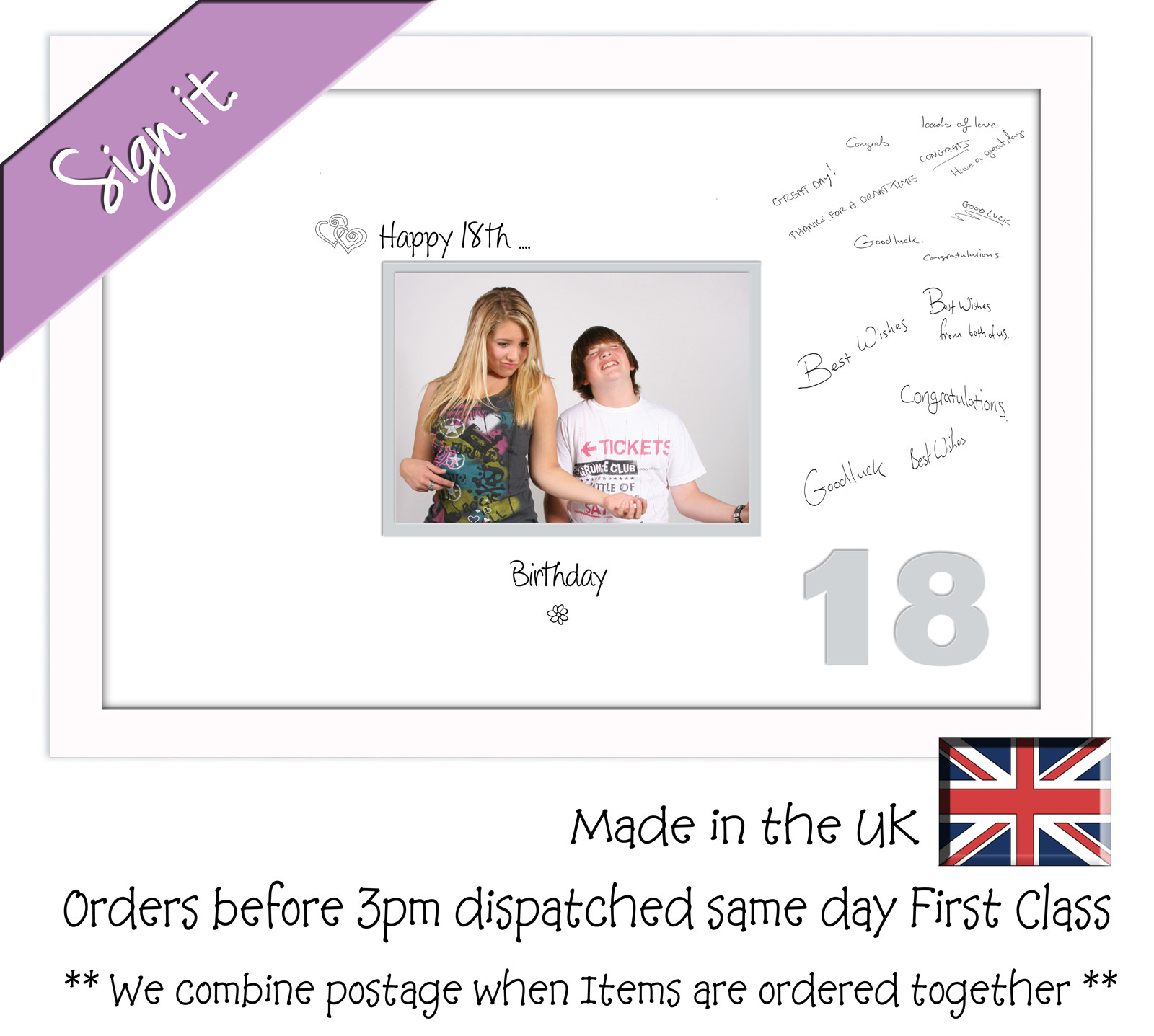 18th Birthday Signing Guest Photo Frame Gift 7×5 Photo by Photos in a Word 656DW