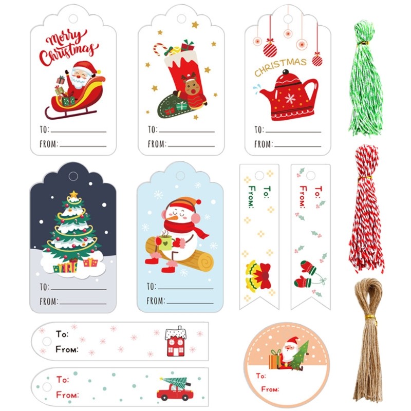 150 Pcs Christmas Paper Tags DIY Painted Cartoon Handmade Tree Decor Cards
