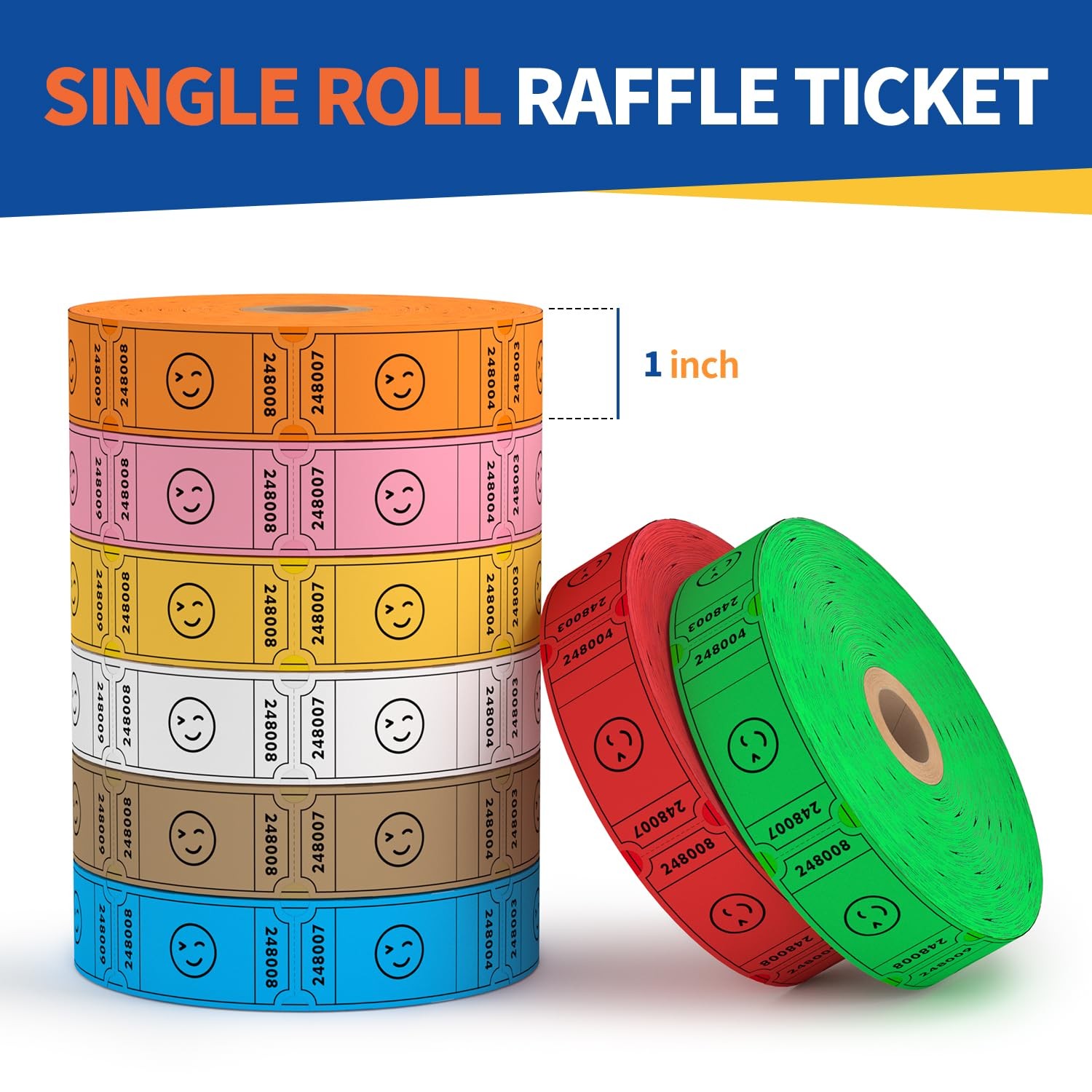 1000 PCS Blue Smile Raffle Tickets Single Roll Events Entry Fundraiser Prizes
