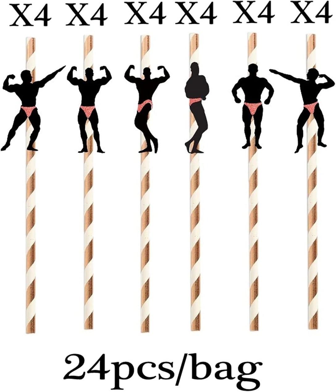 Thick Paper Straws for Bachelorette Parties – Naughty Dancing Men Design