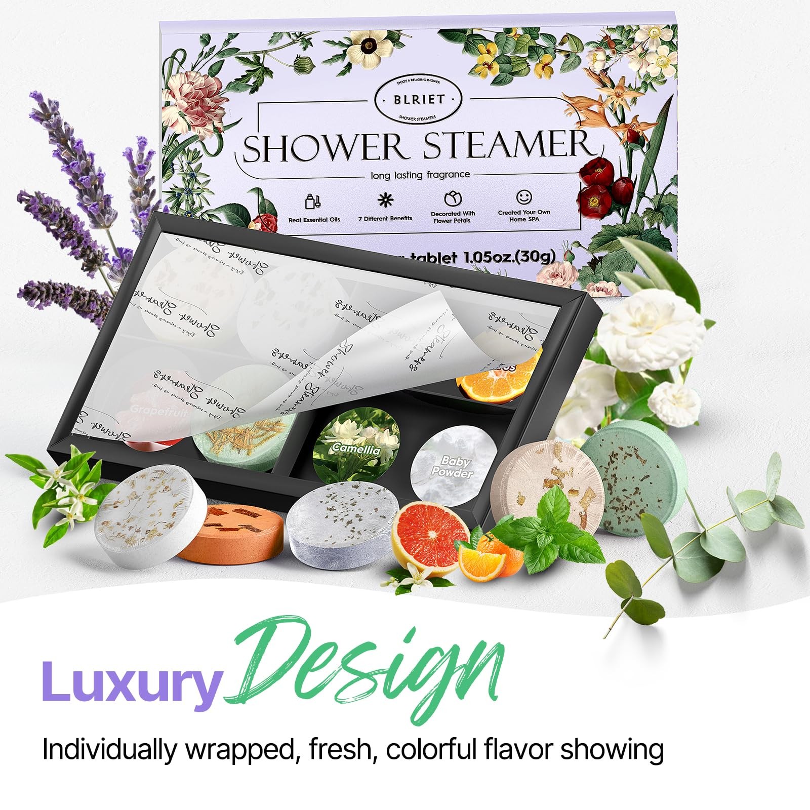 Shower Steamers Aromatherapy BLRIET 8 Pack Holiday Gifts for Women Birthday