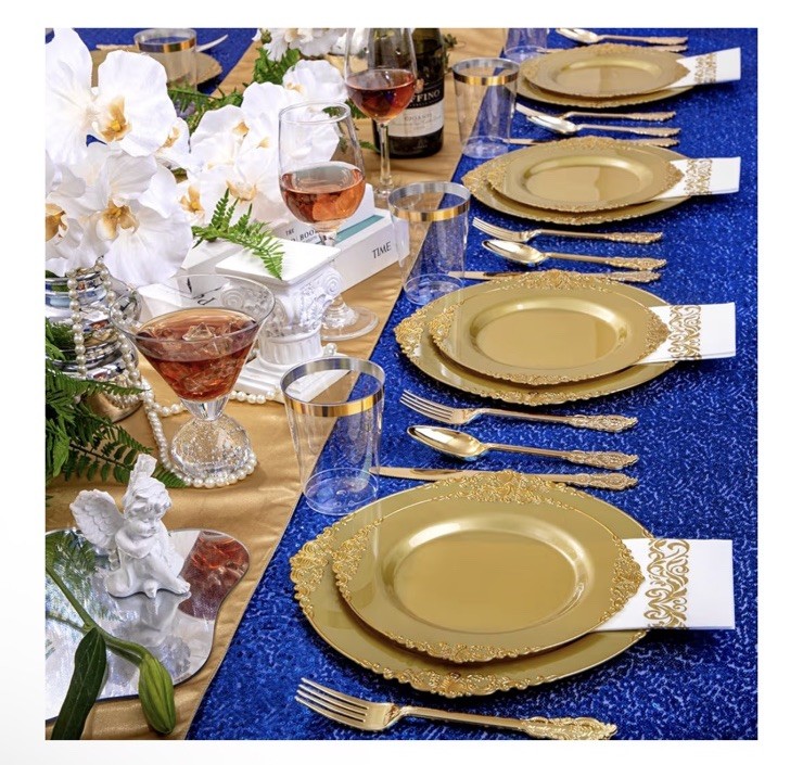 Morejoy Party Plates and Utensils Served for 25 Guests 175 pcs