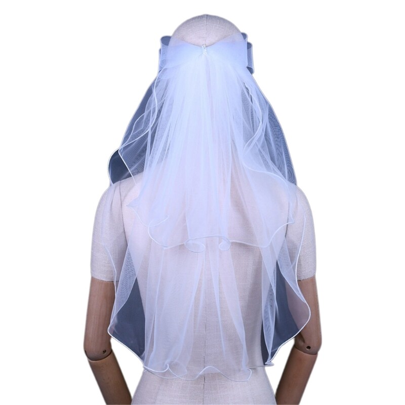 Wedding Bowknot Veil for Wedding Party Bride Veil Sheer Head Scarf White