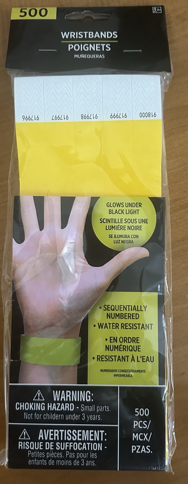 Amscan Tyvek Wristbands 500 count Events Parties Clubs Numbered