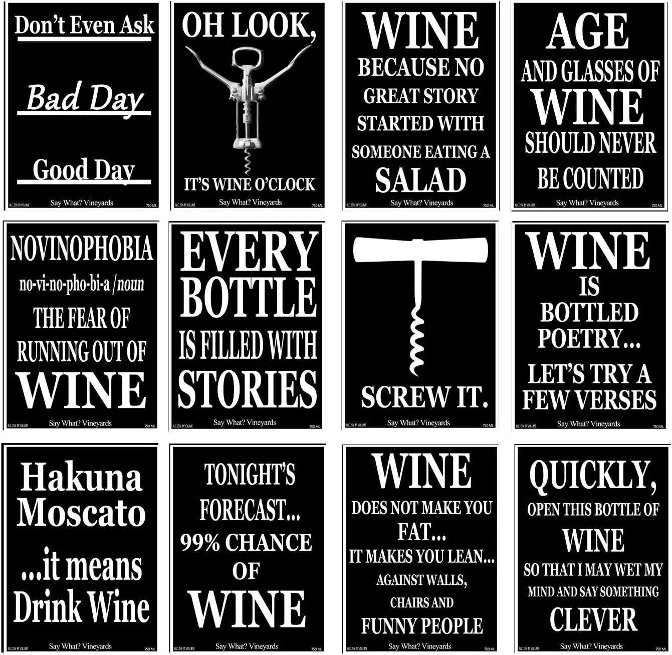 12-Pack Funny Wine Bottle Label Stickers – Hilarious Party Gag Gifts for Adults