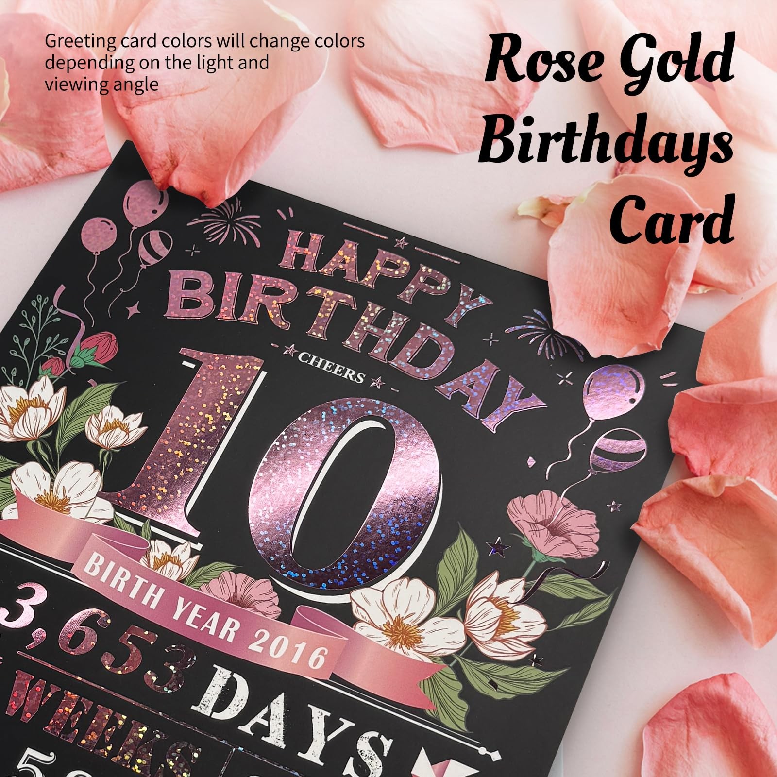 10th Birthday Card for Women Her, Large 3D Pop Up 10th, Pink