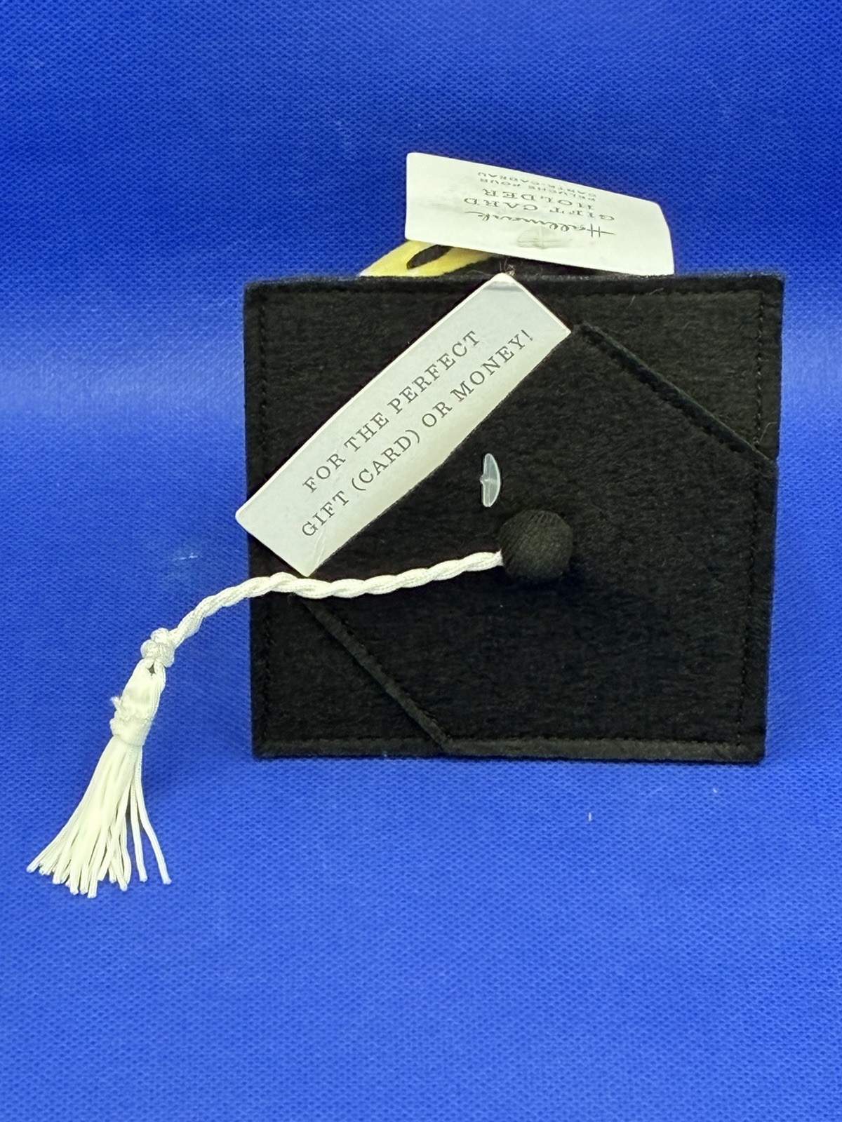 Hallmark Graduation Plush Smiley Face Gift Card Holder Yellow Black White