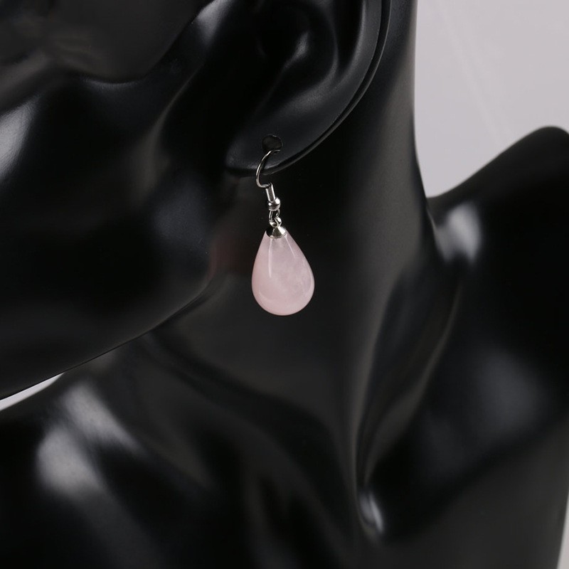 Teardrop Gemstone Dangle Earrings – Healing Crystal Water Drop Hook for Women