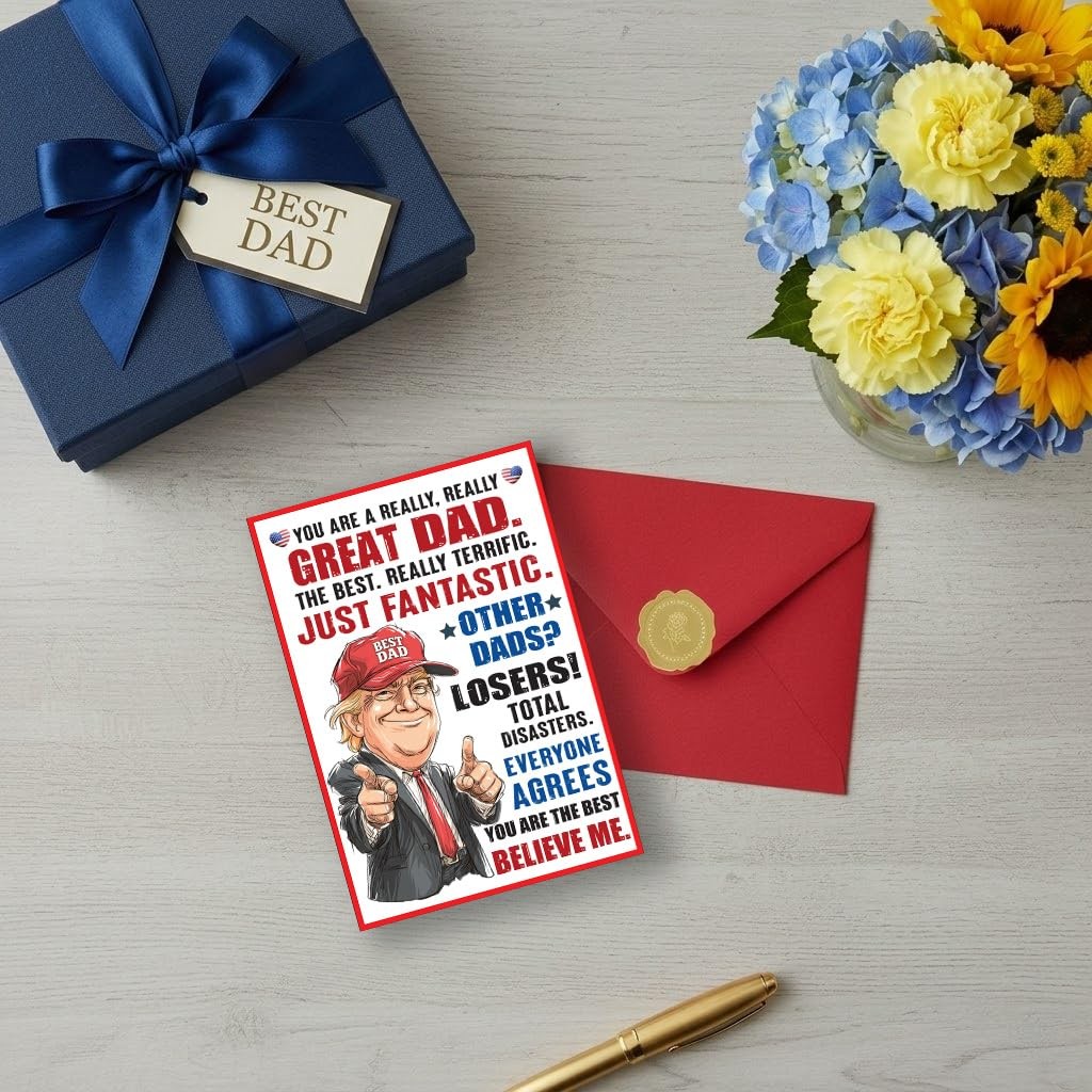 Funny Trump Father’s Day Card – Hilarious & Heartfelt for A6, multicolor