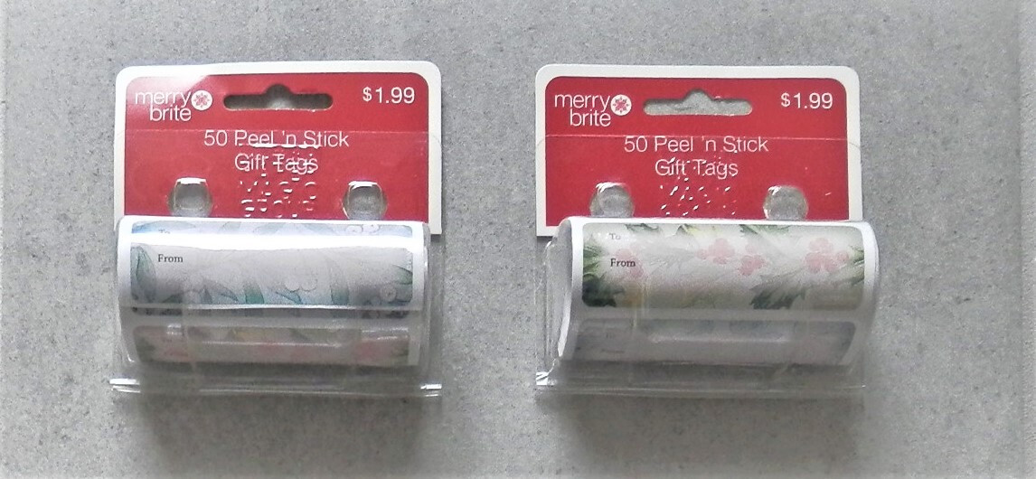 100 Merry Brite Gift Tags – Peel’n Stick – Assorted Pattern & Colors – Classic