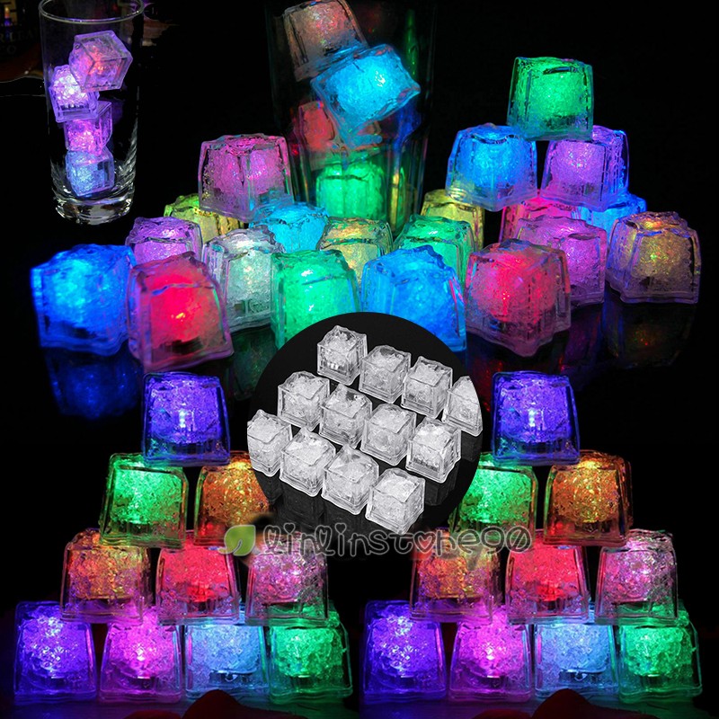 Light Up Ice Cubes for Drinks, 12~48Pack LED Ice Cubes Liquid Activated,Reusable