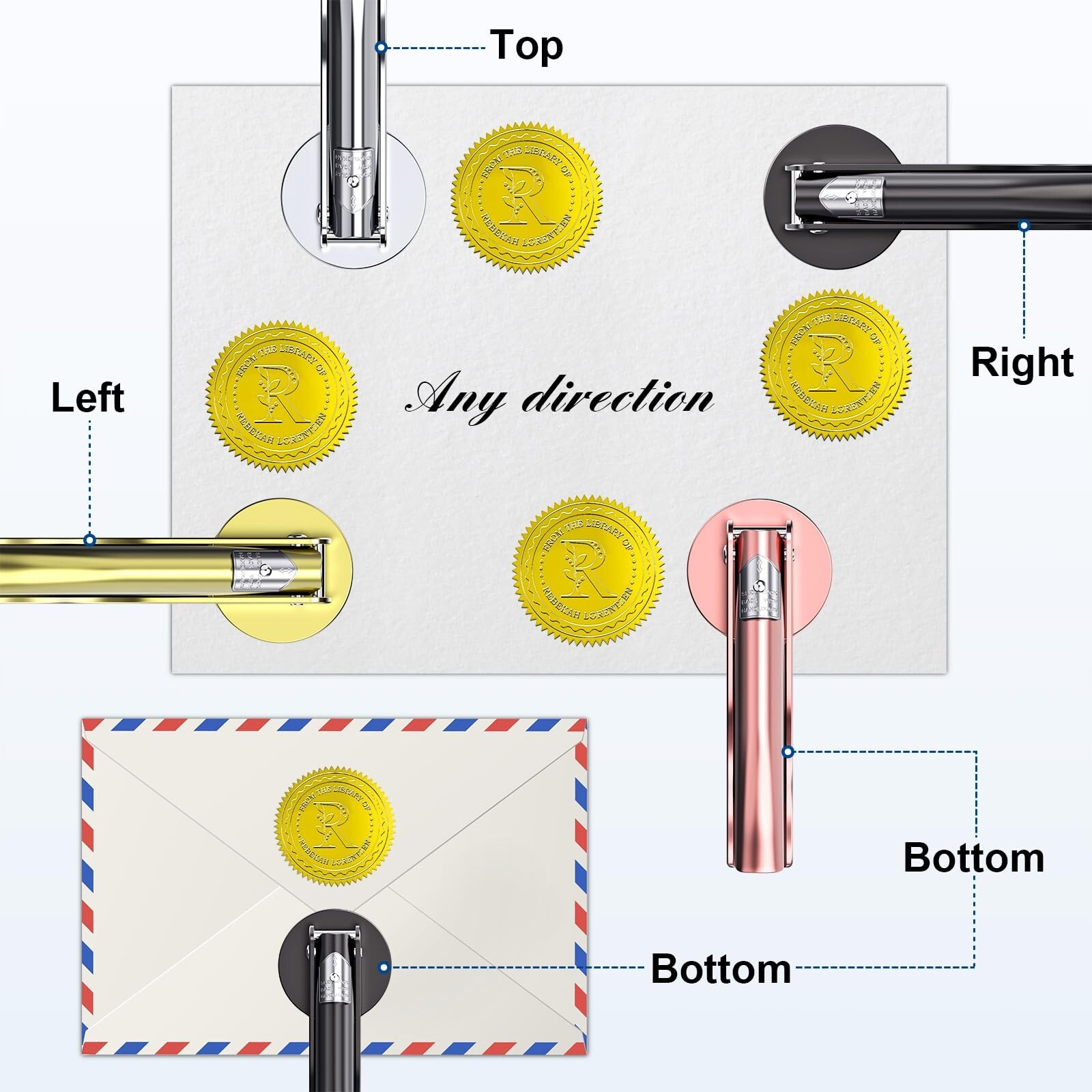 Custom Logo Embosser Stamp Steel Embosser Stamp Perfect for Weddings Libraries