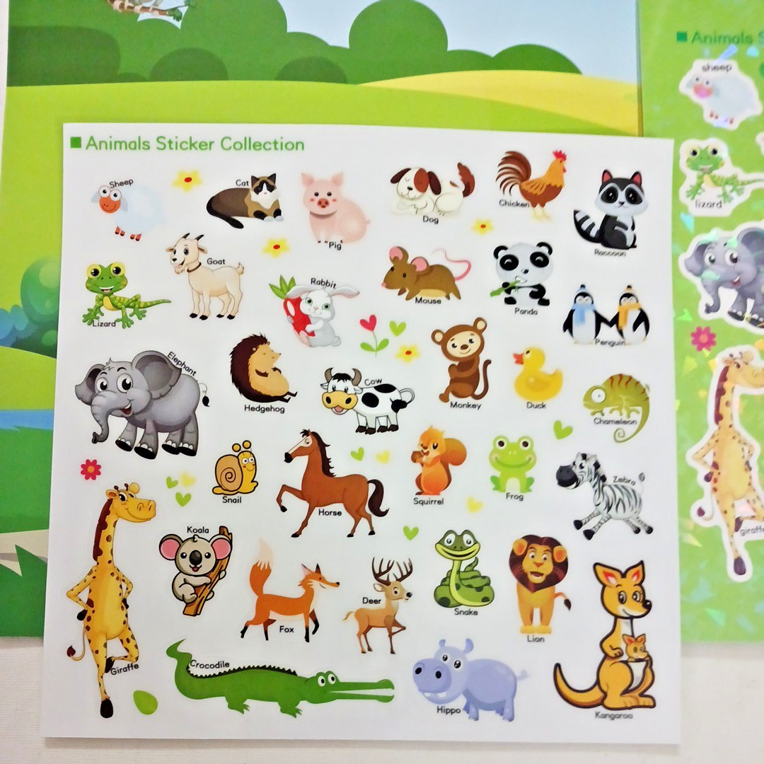 Sticker album books for Kids. re-usable waterproof Animal stickers. lot of 6