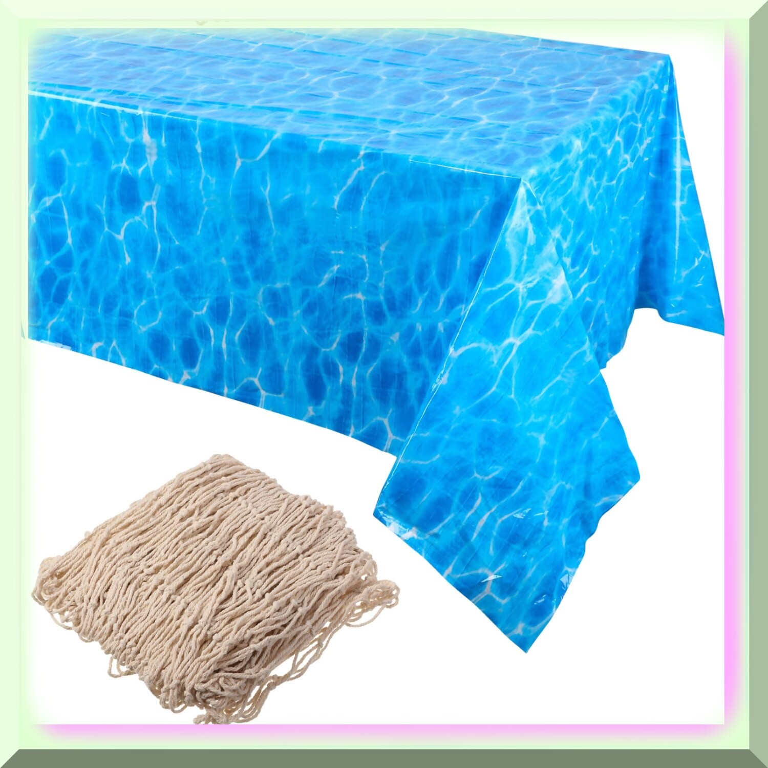 Ocean Breeze Party Pack with Blue Tablecloth and Fish Net
